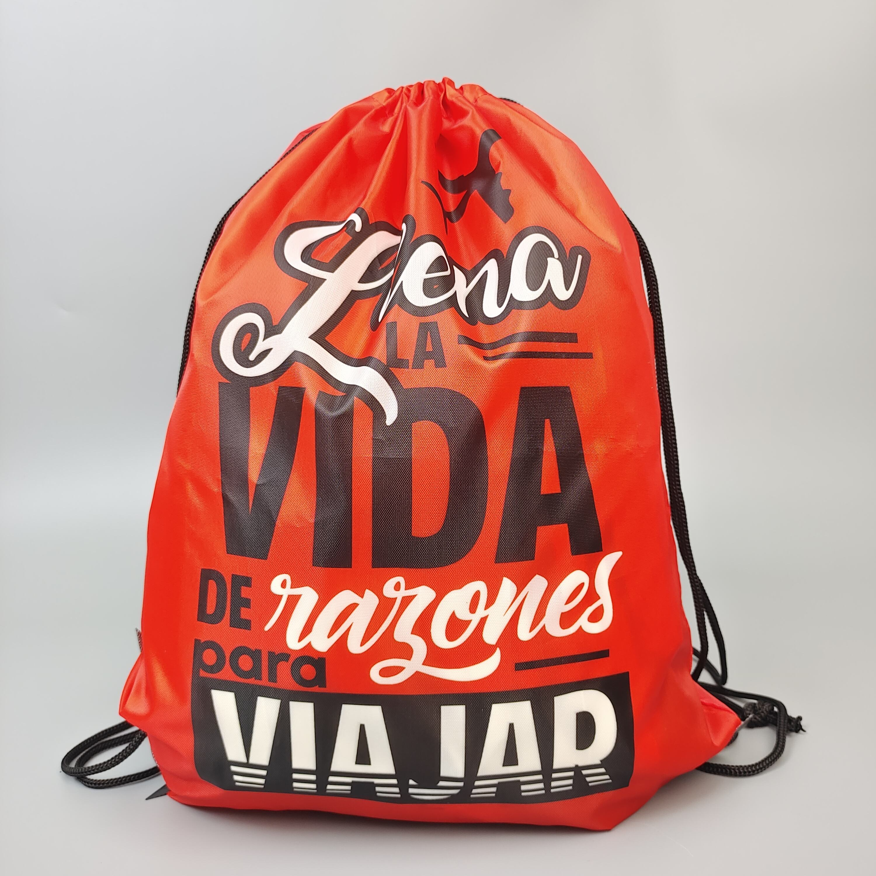 Custom printed polyester drawstring backpack