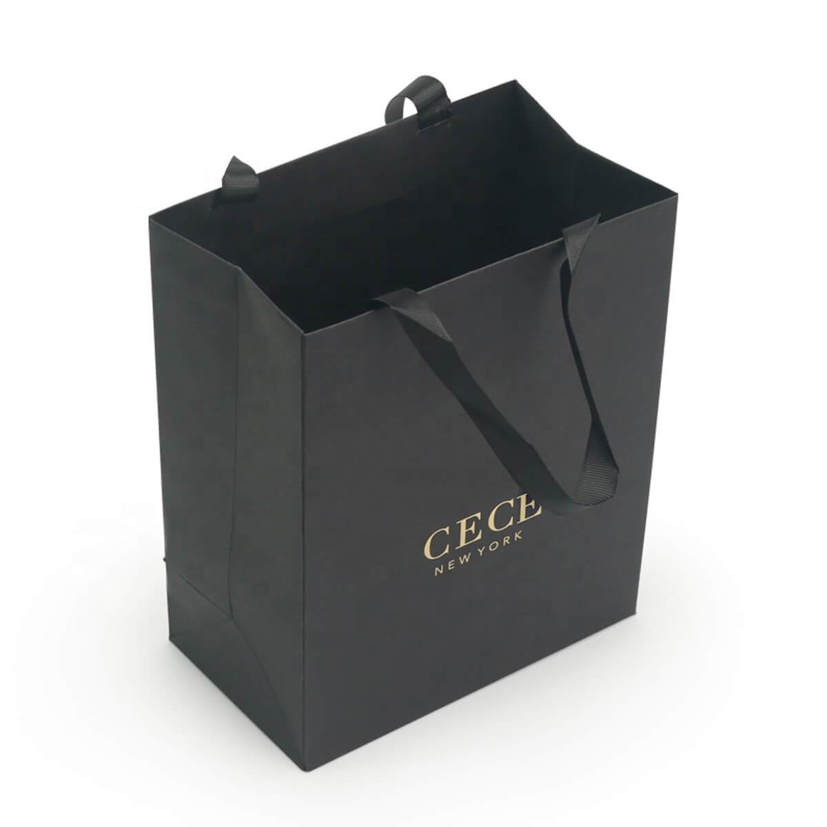 Black Card Paper Shopping Bag view 1
