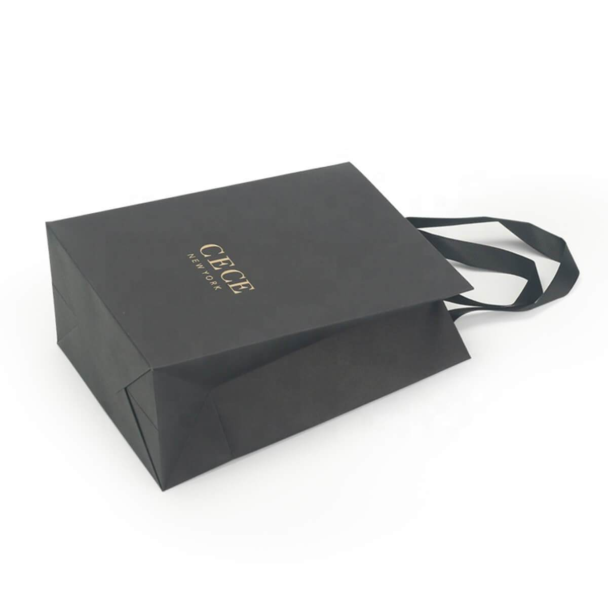 Black Card Paper Shopping Bag view 2