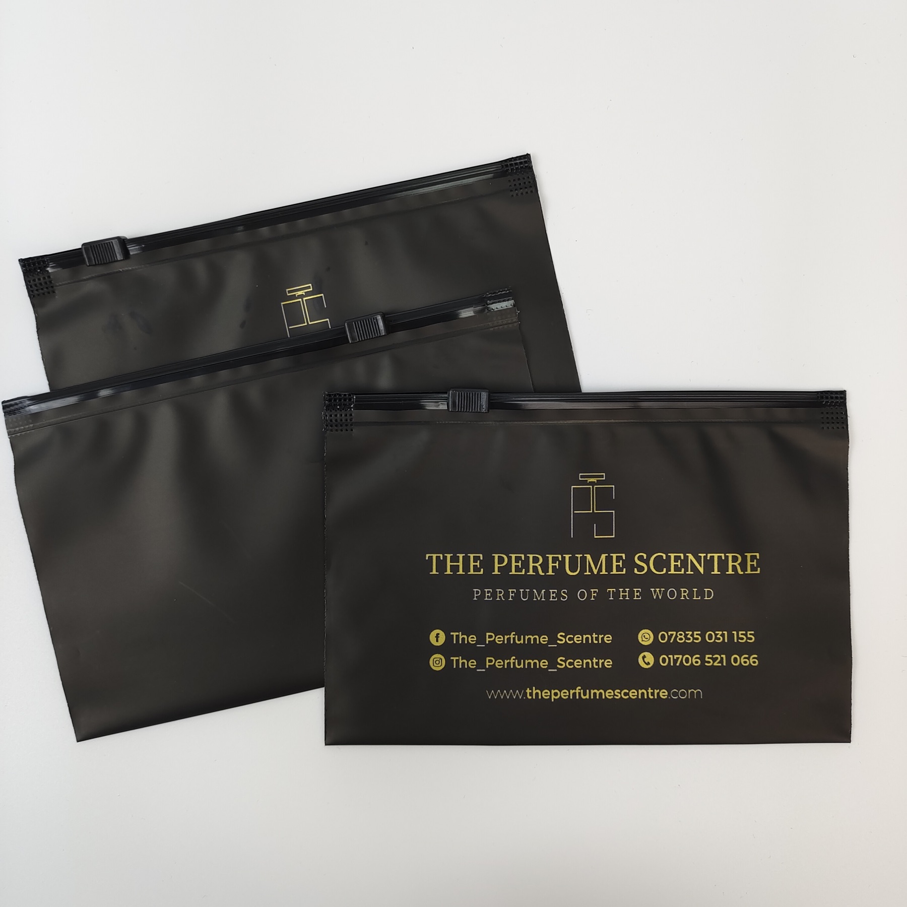 Black Frosted Zipper Bag with Gold Print view 2