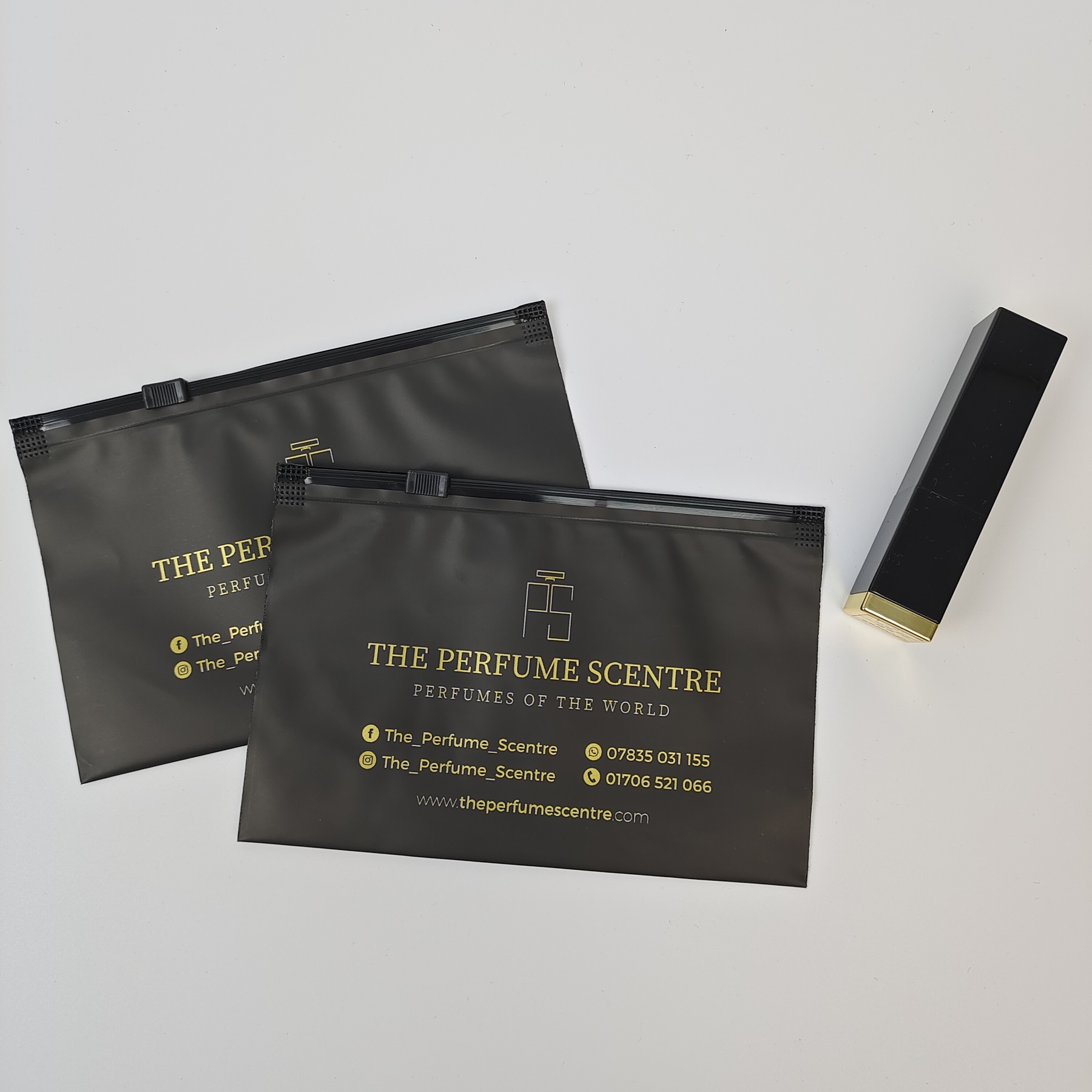 Black Frosted Zipper Bag with Gold Print view 3