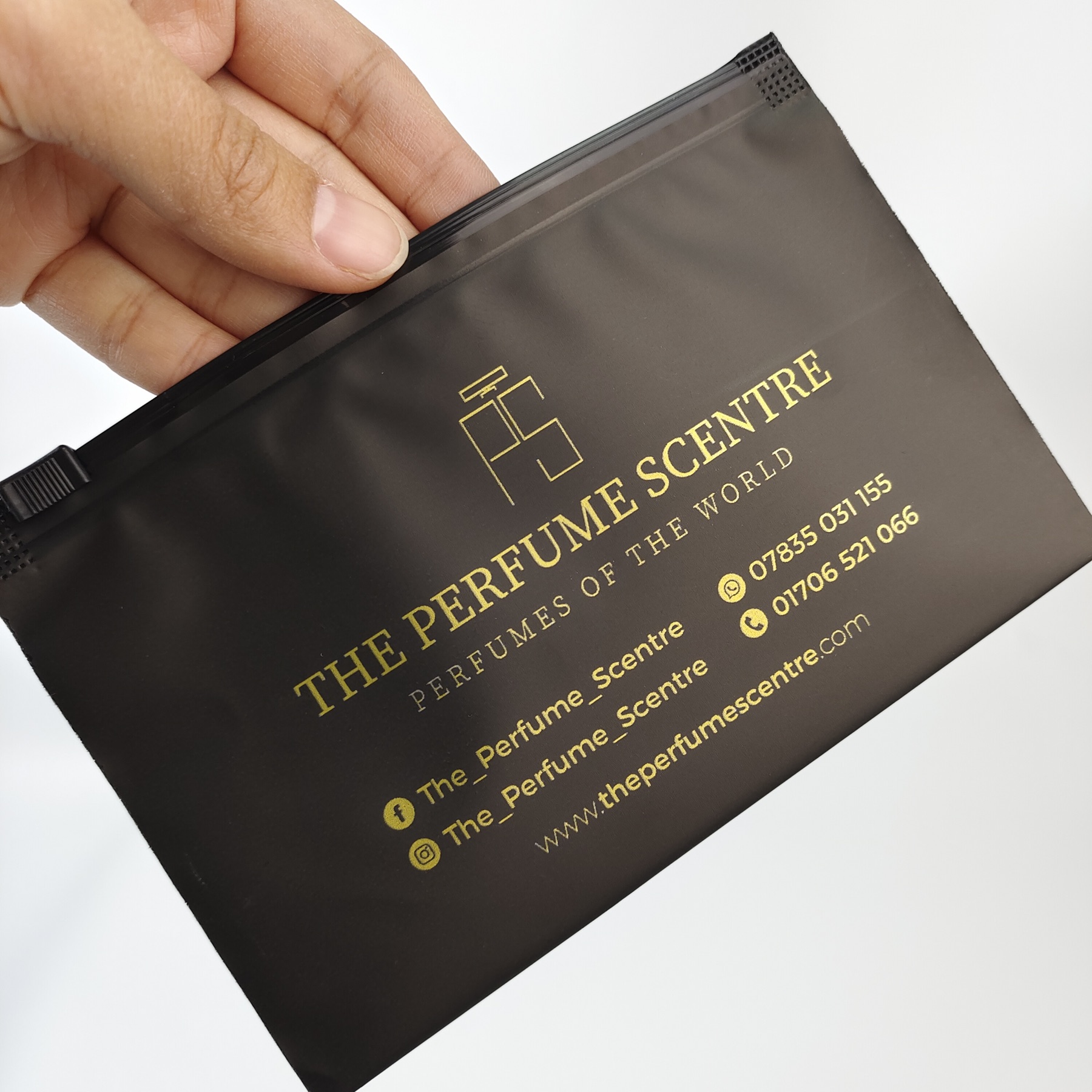 Black Frosted Zipper Bag with Gold Print view 4