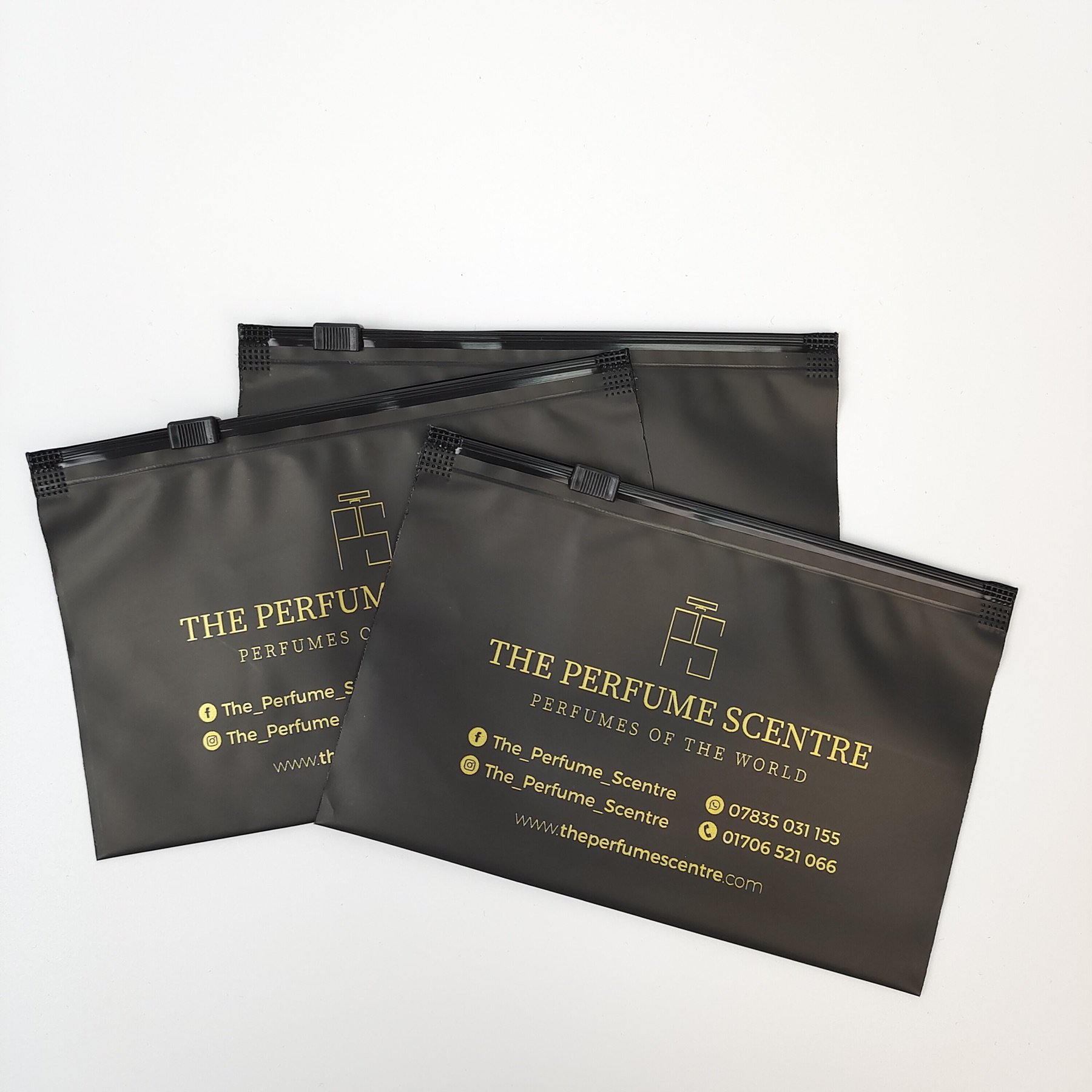 Black Frosted Zipper Bag with Gold Print view 5