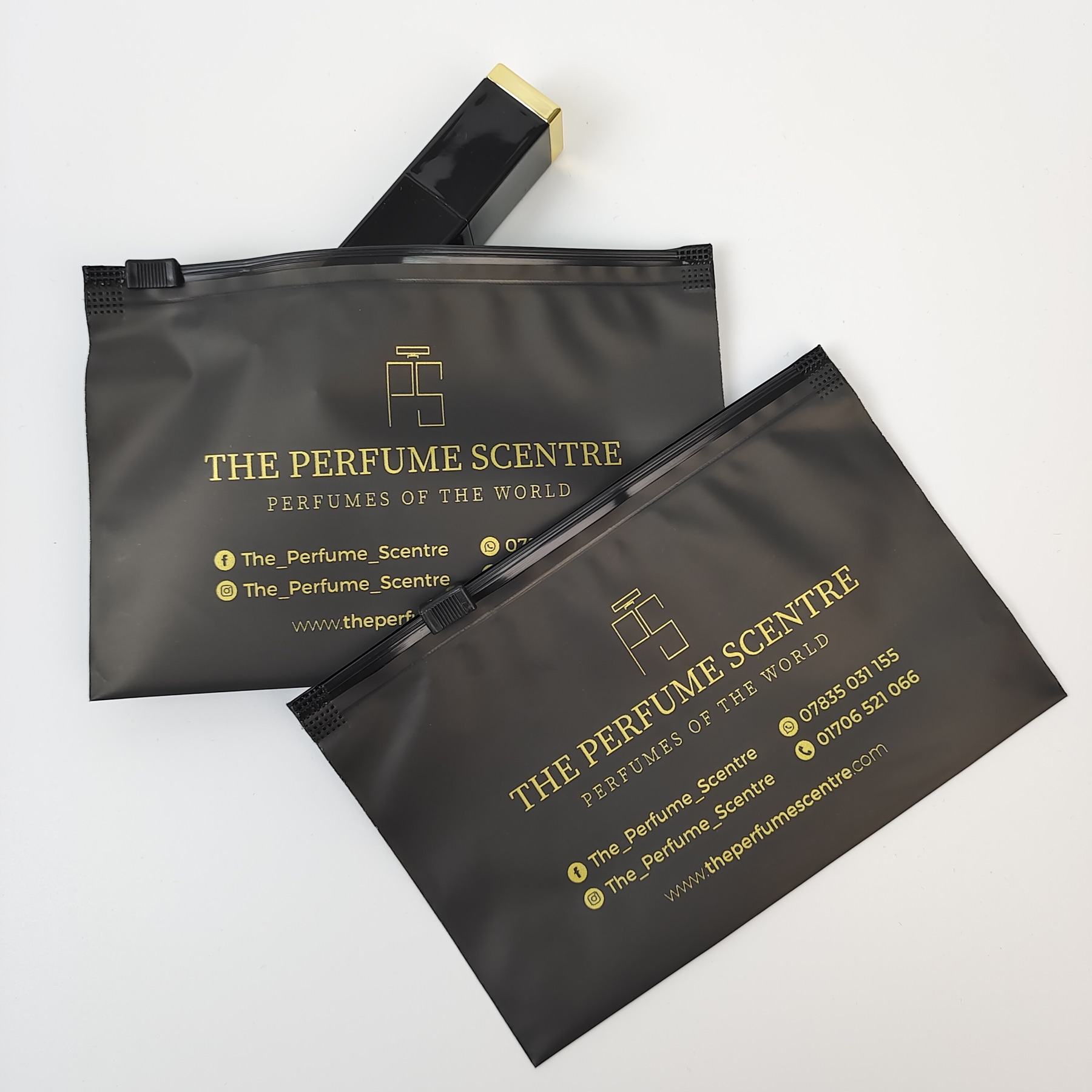 Black Frosted Zipper Bag with Gold Print view 6