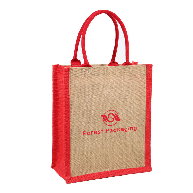 black logo jute tote size set product example - view 4