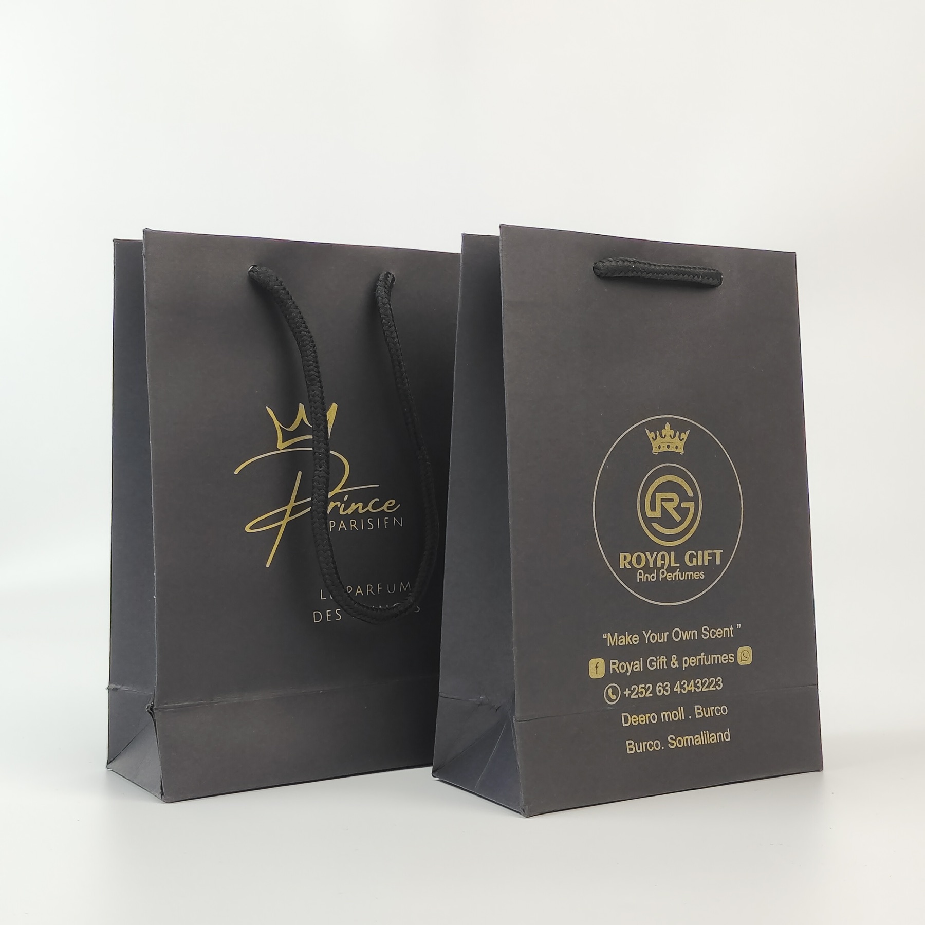 Black Paper Bag with Gold Print view 4