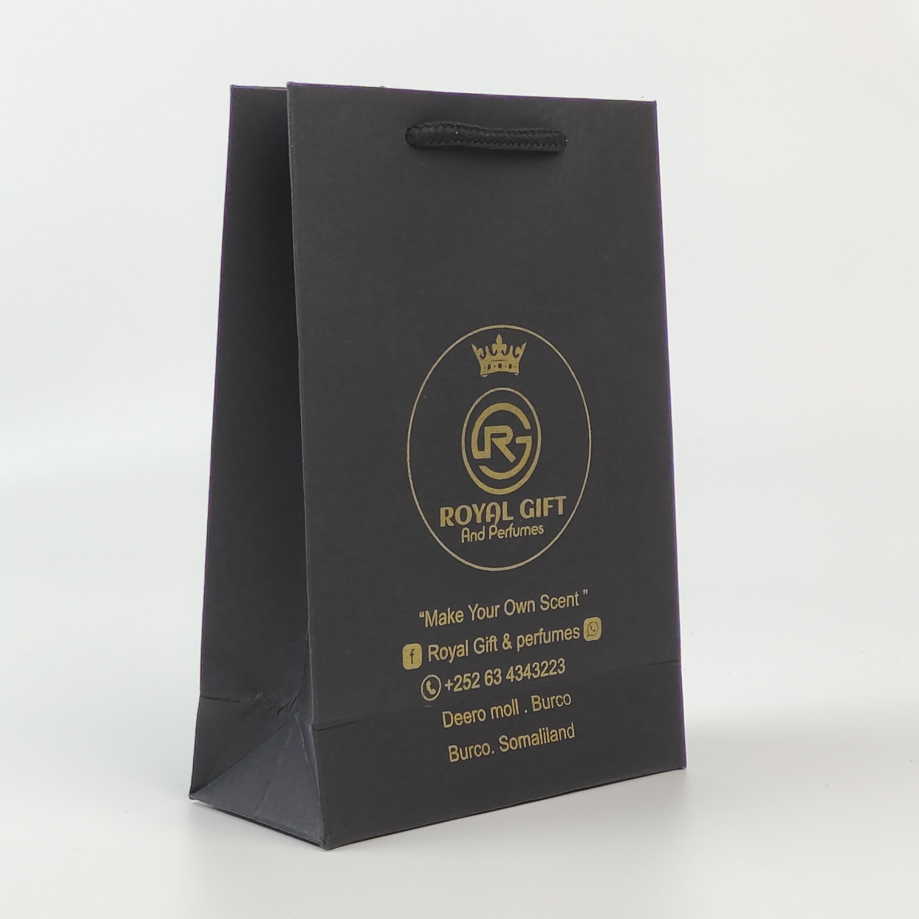Black Paper Bag with Gold Print view 6