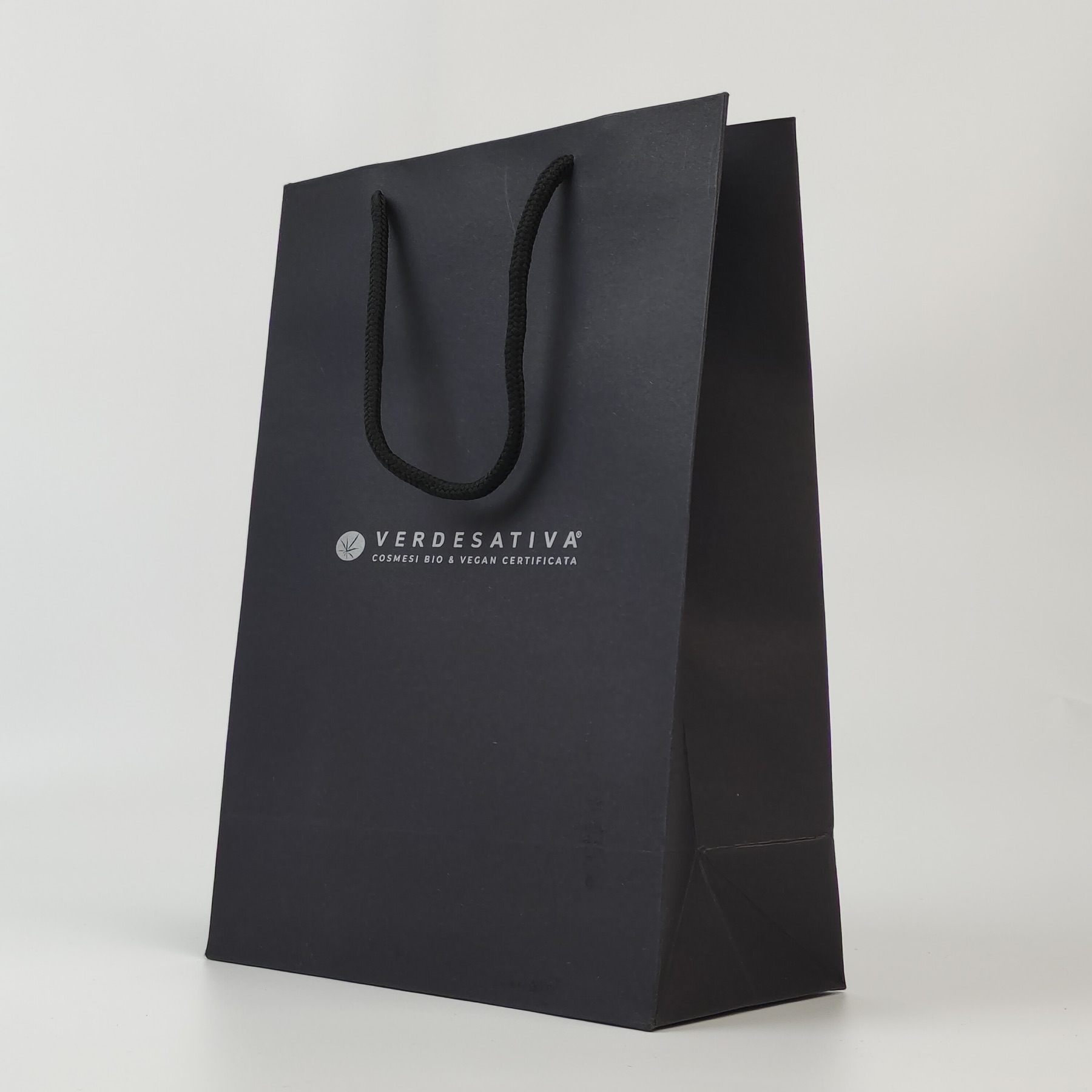 Black Paper Bag with Silver Logo view 3