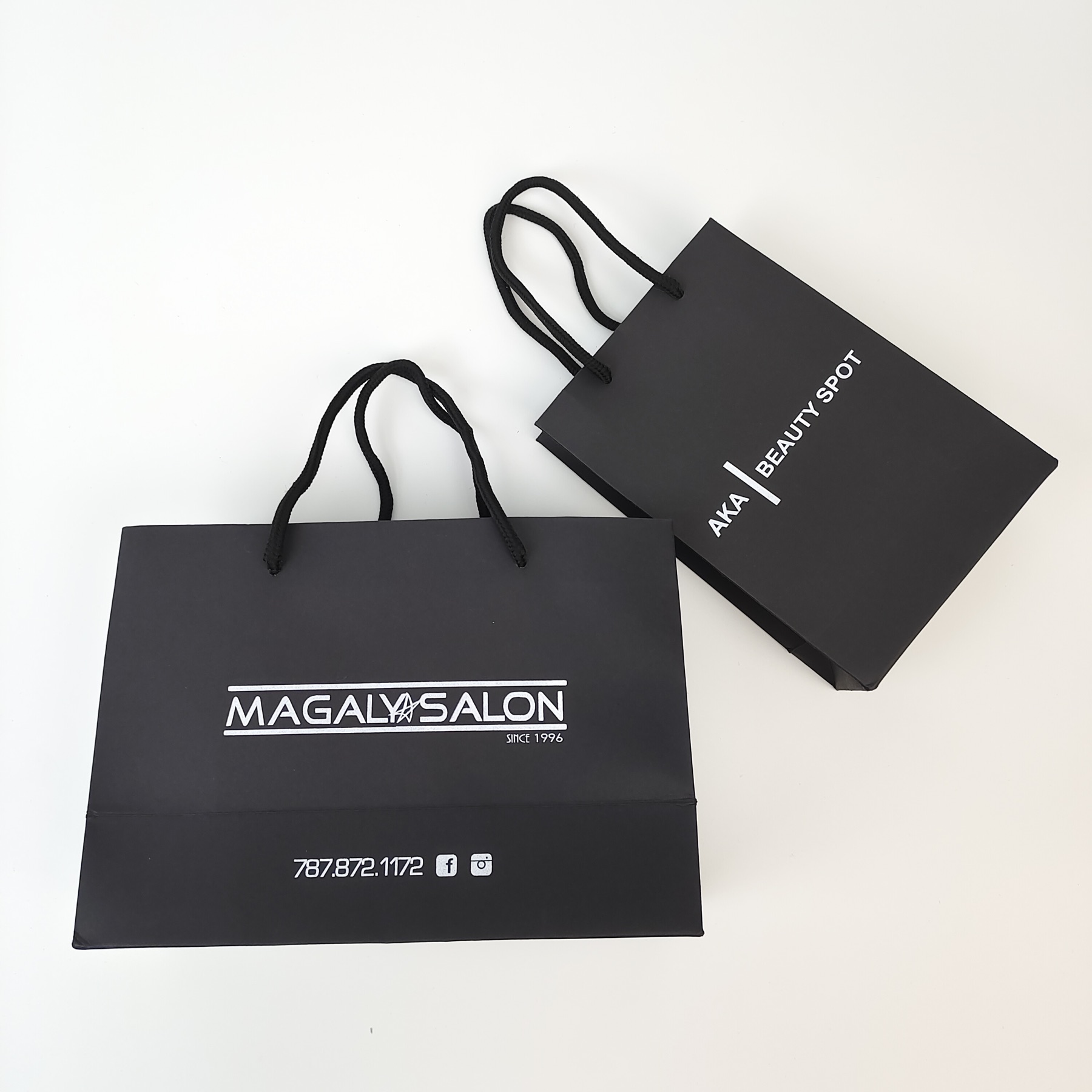 Black Paper Bag with Silver Print view 2