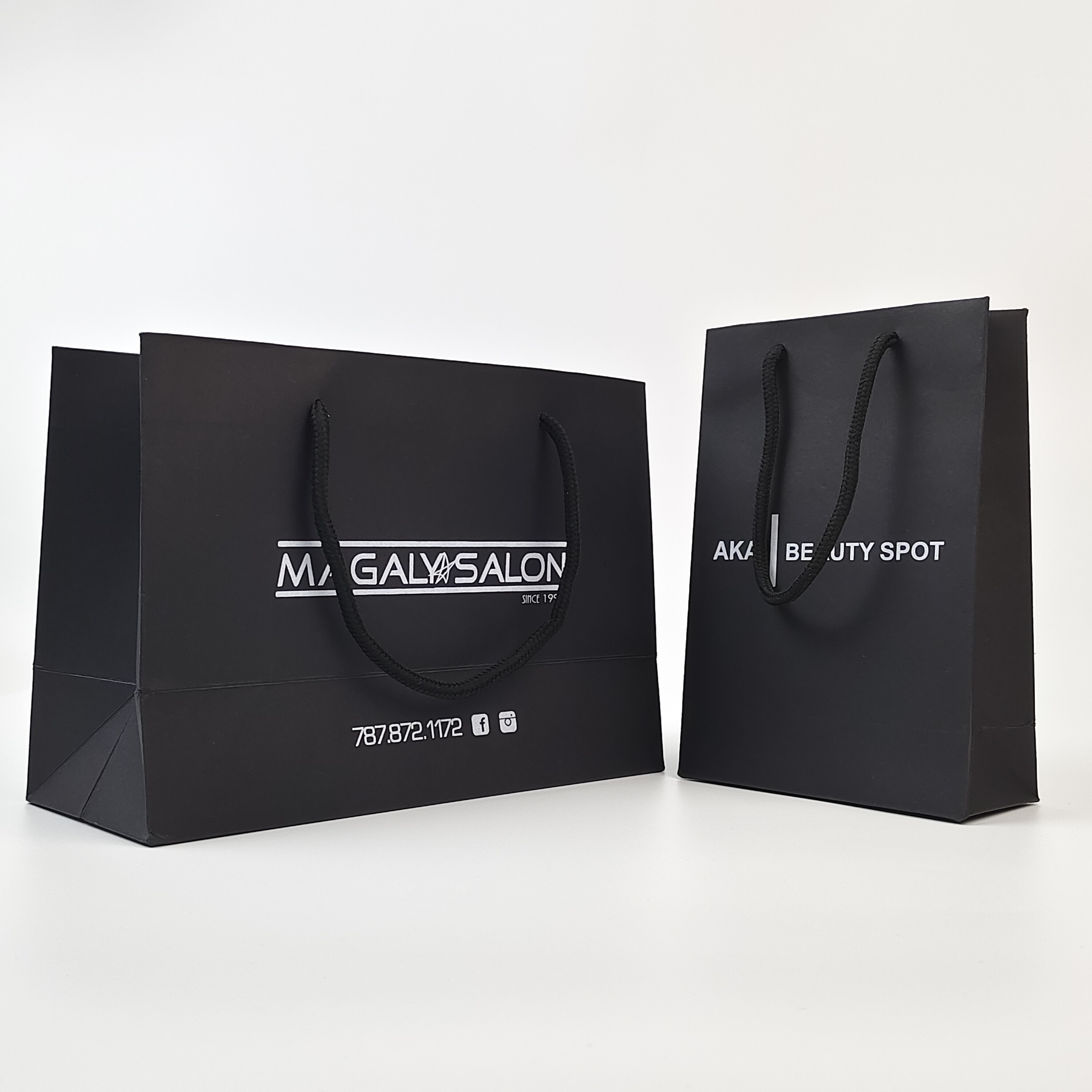 Black Paper Bag with Silver Print view 3