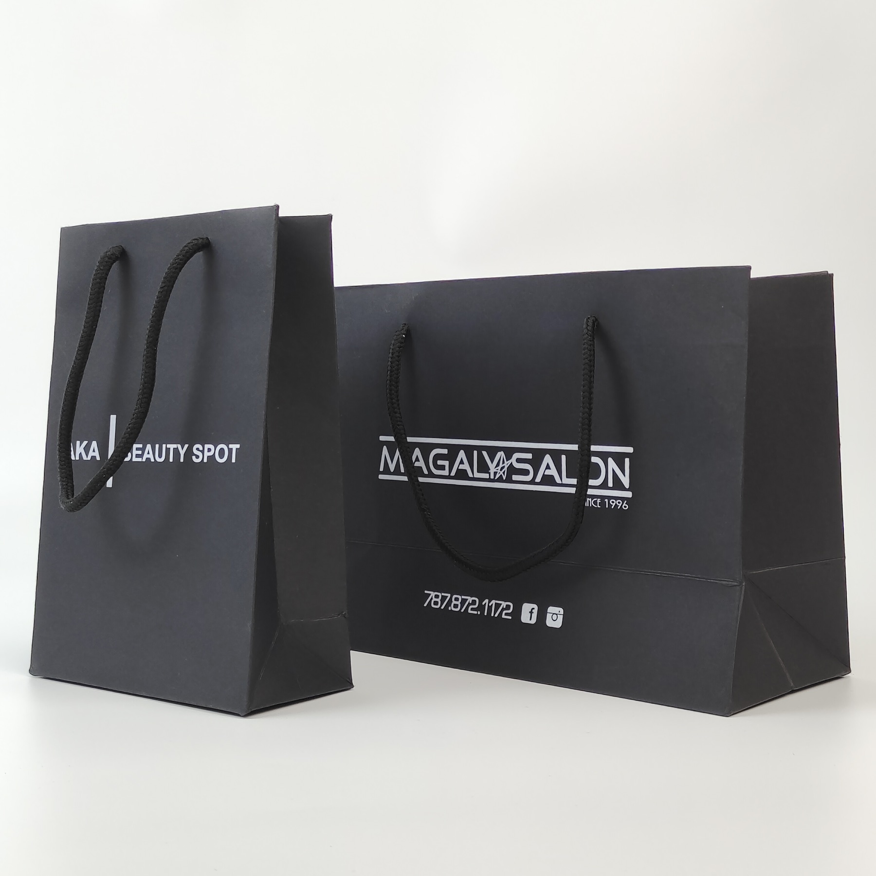 Black Paper Bag with Silver Print view 4