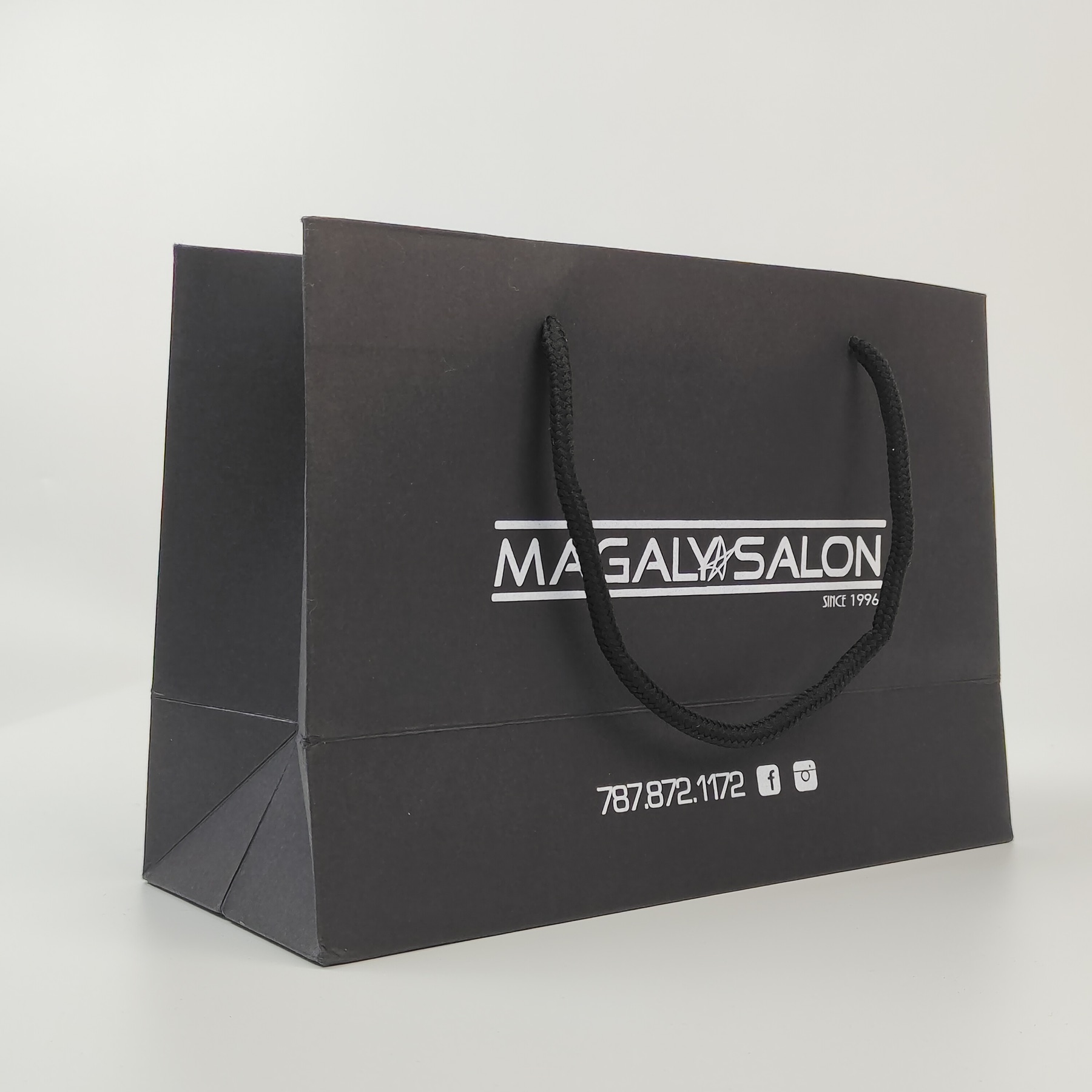 Black Paper Bag with Silver Print view 6