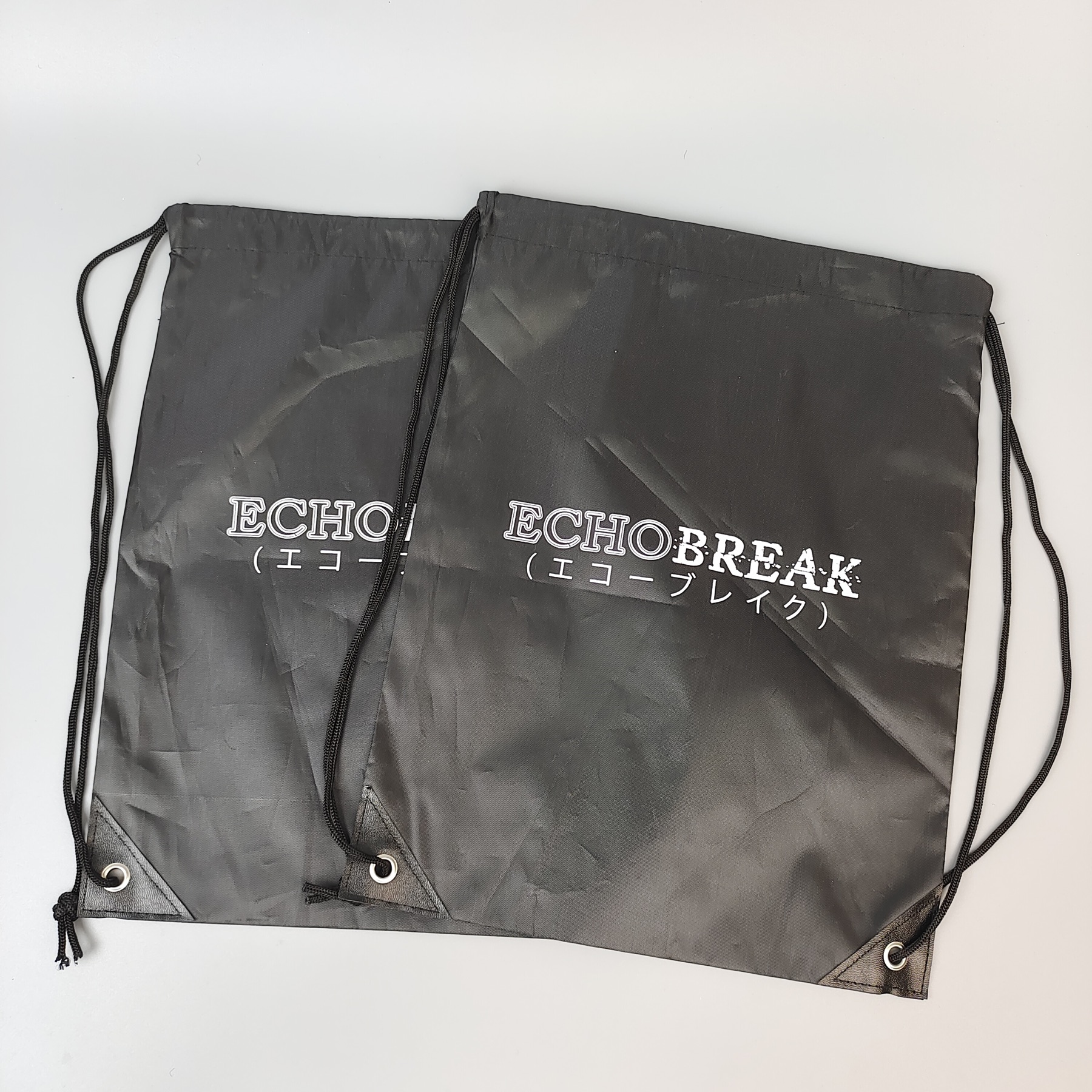 Black Screen-Printed Polyester Backpack view 2