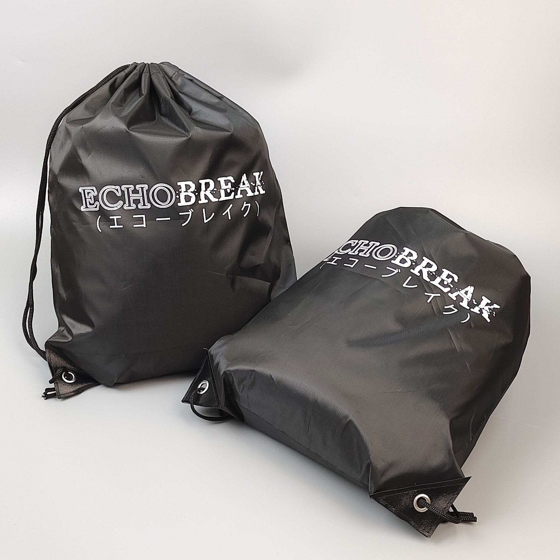 Black Screen-Printed Polyester Backpack view 3