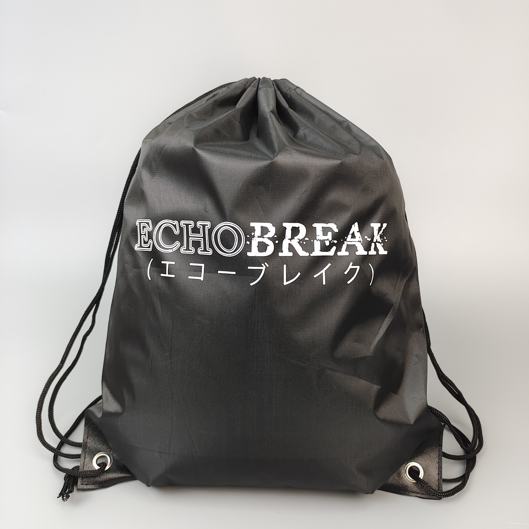 Black Screen-Printed Polyester Backpack view 4