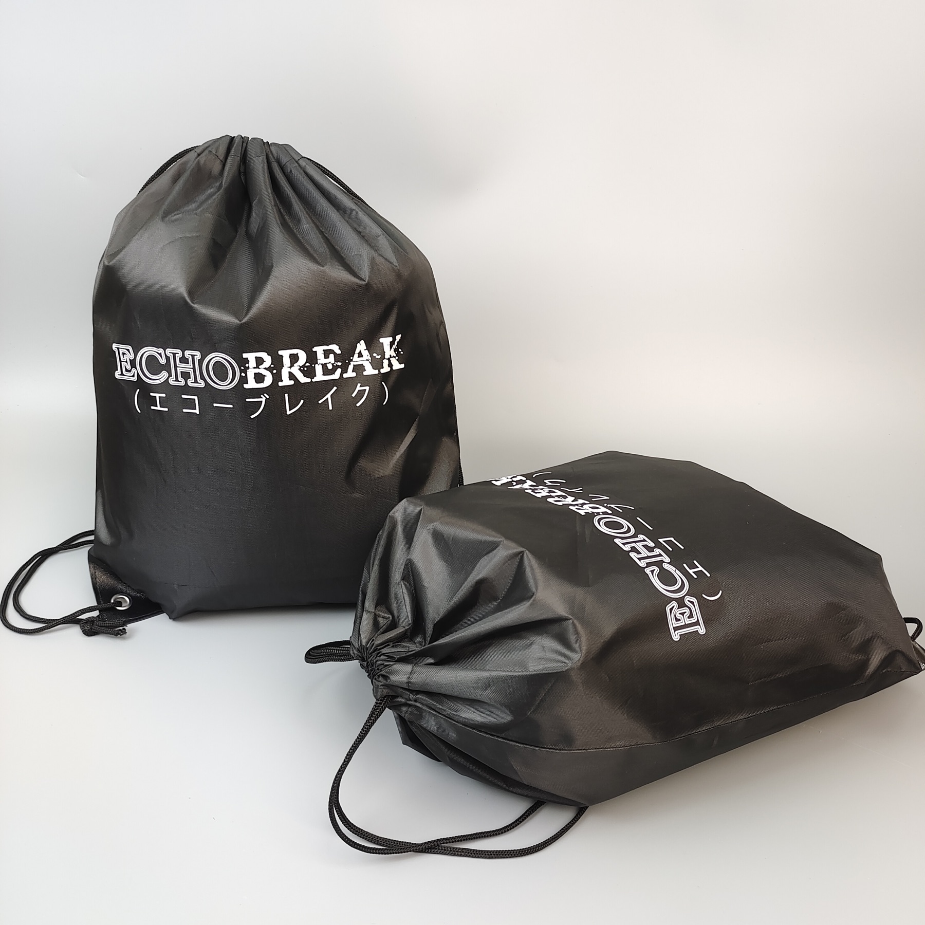 Black Screen-Printed Polyester Backpack view 6