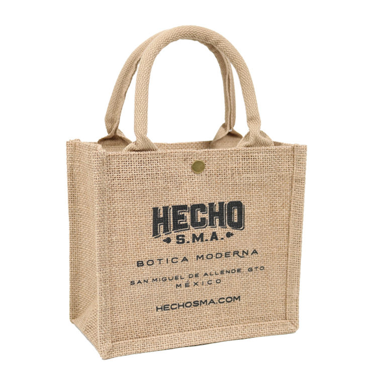 script logo jute tote with black trim product example - view 6