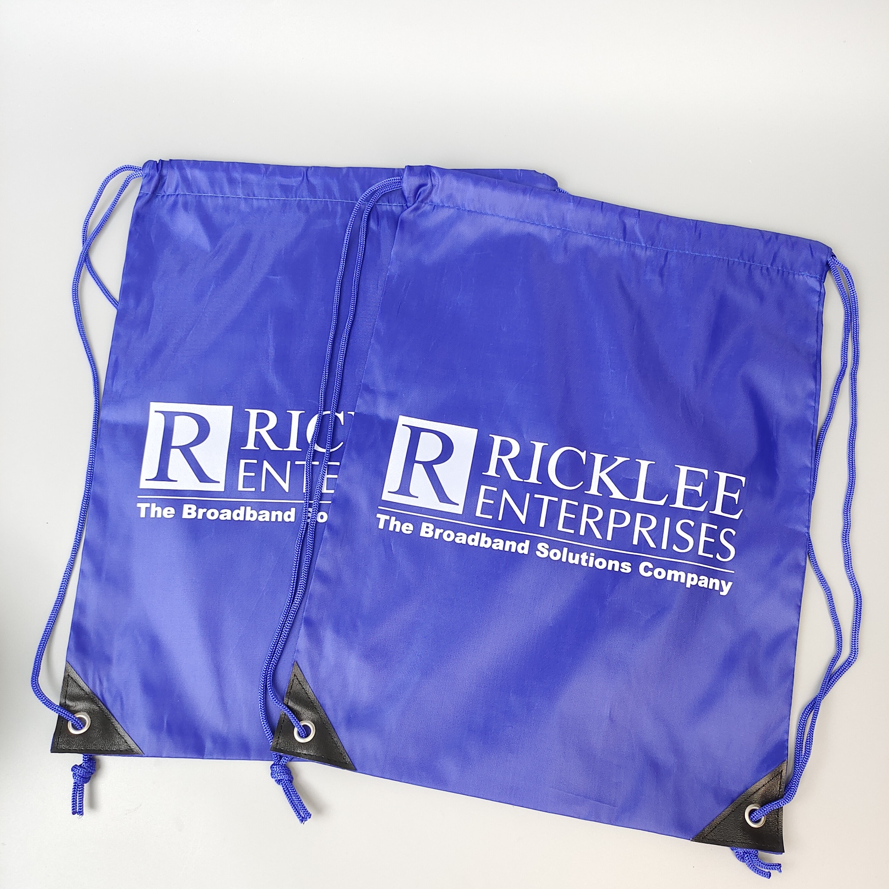 Blue Screen-Printed Polyester Backpack