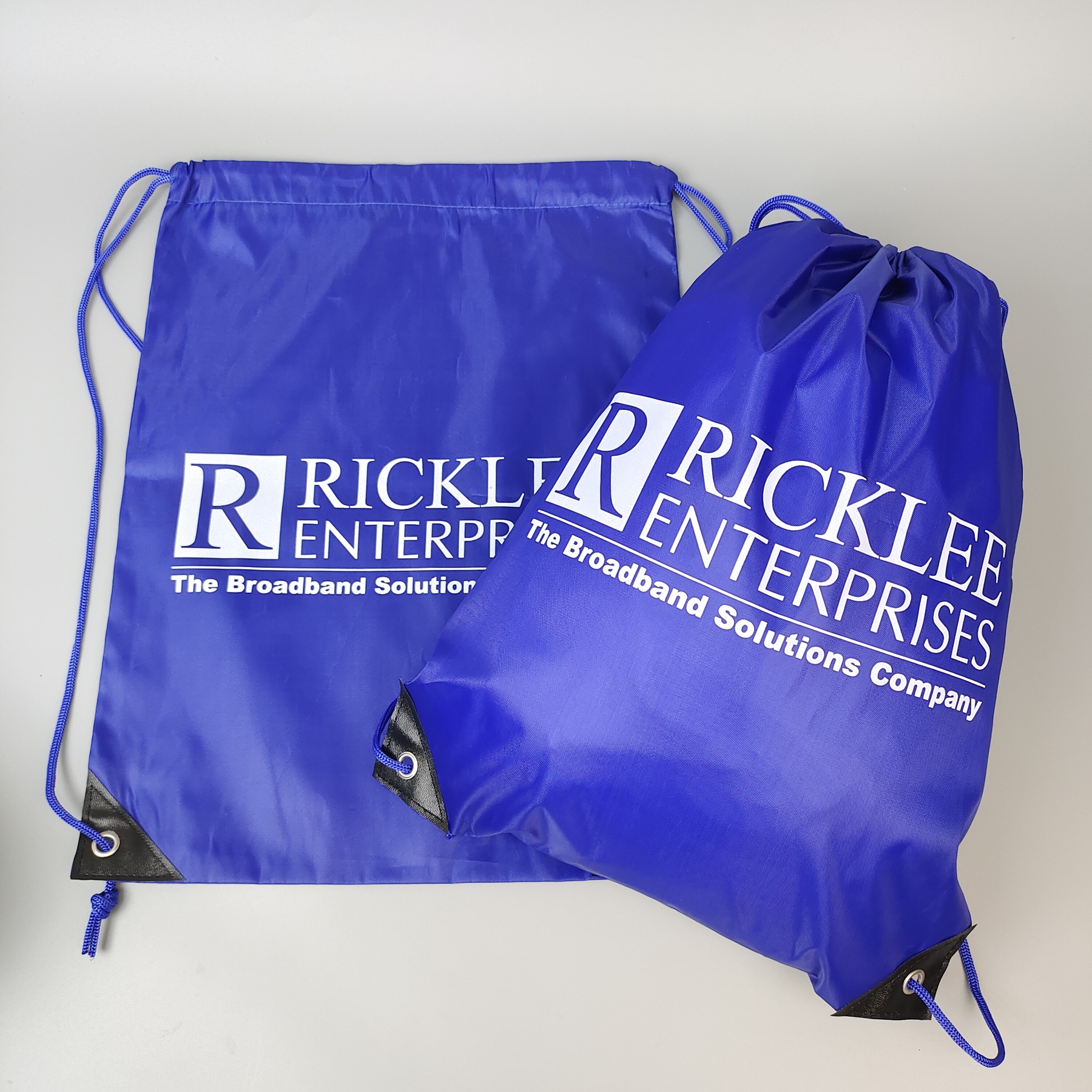 Blue Screen-Printed Polyester Backpack view 2