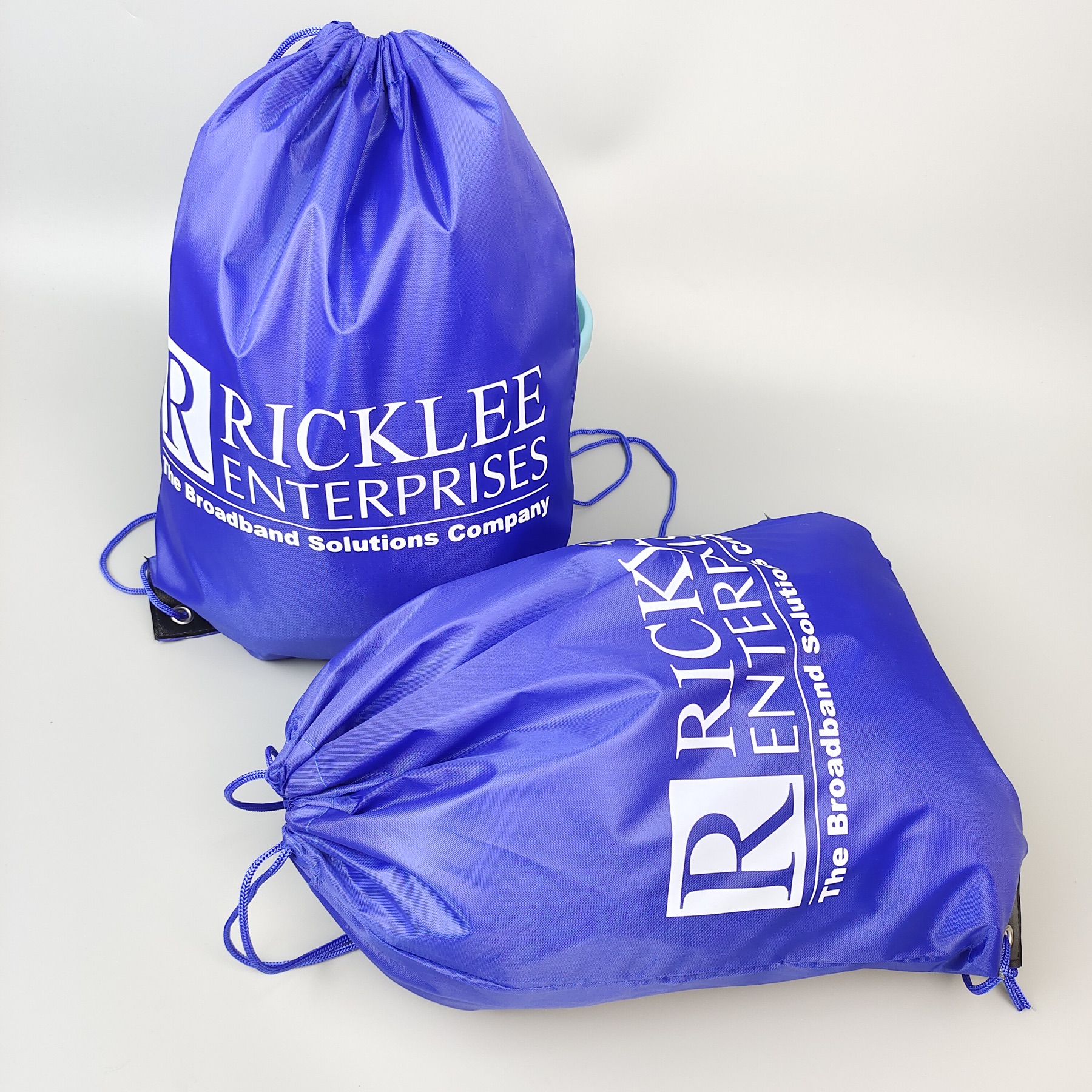 Blue Screen-Printed Polyester Backpack view 3
