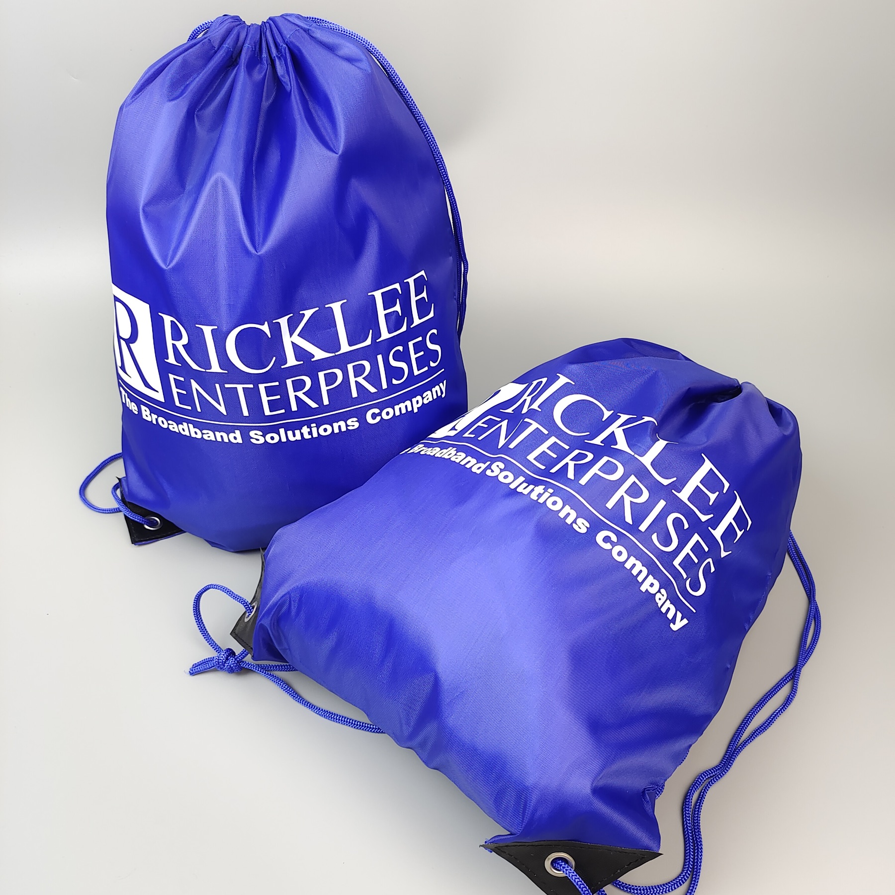 Blue Screen-Printed Polyester Backpack view 4