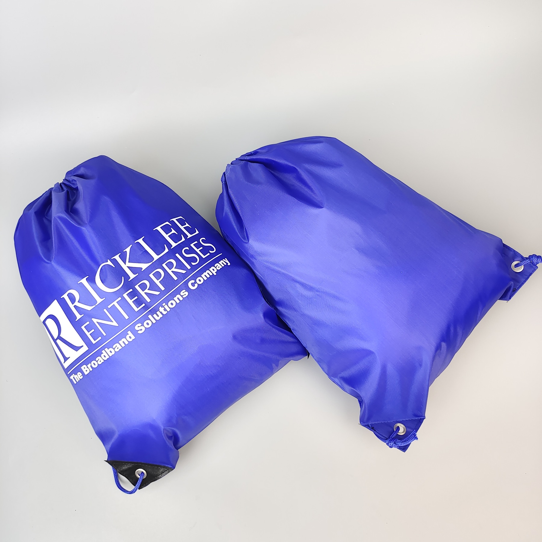 Blue Screen-Printed Polyester Backpack view 6