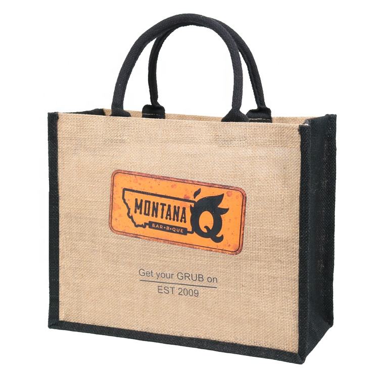 botanical panel jute tote bag product example - view 4