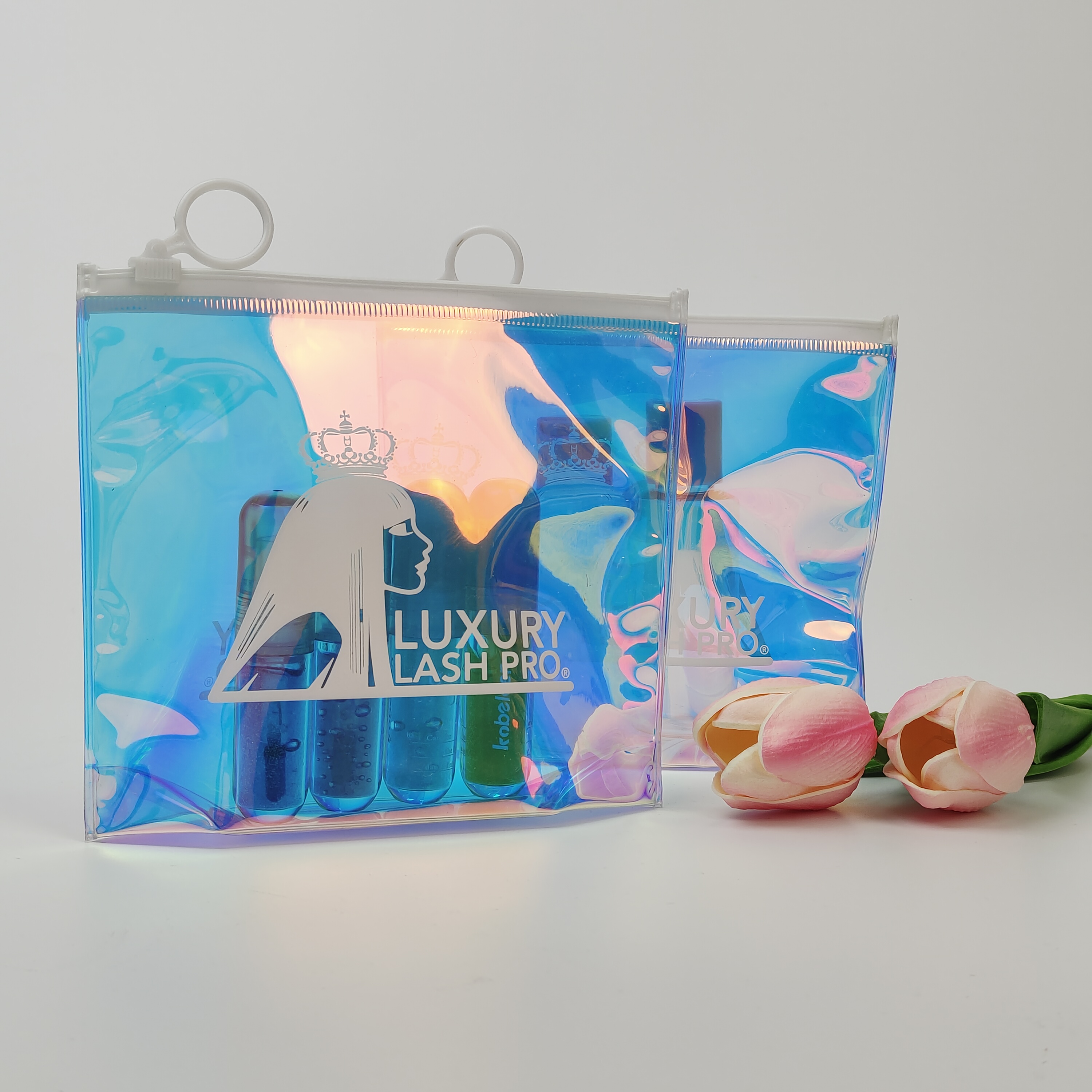 holographic PVC zipper bag with expandable bottom gusset - view 3