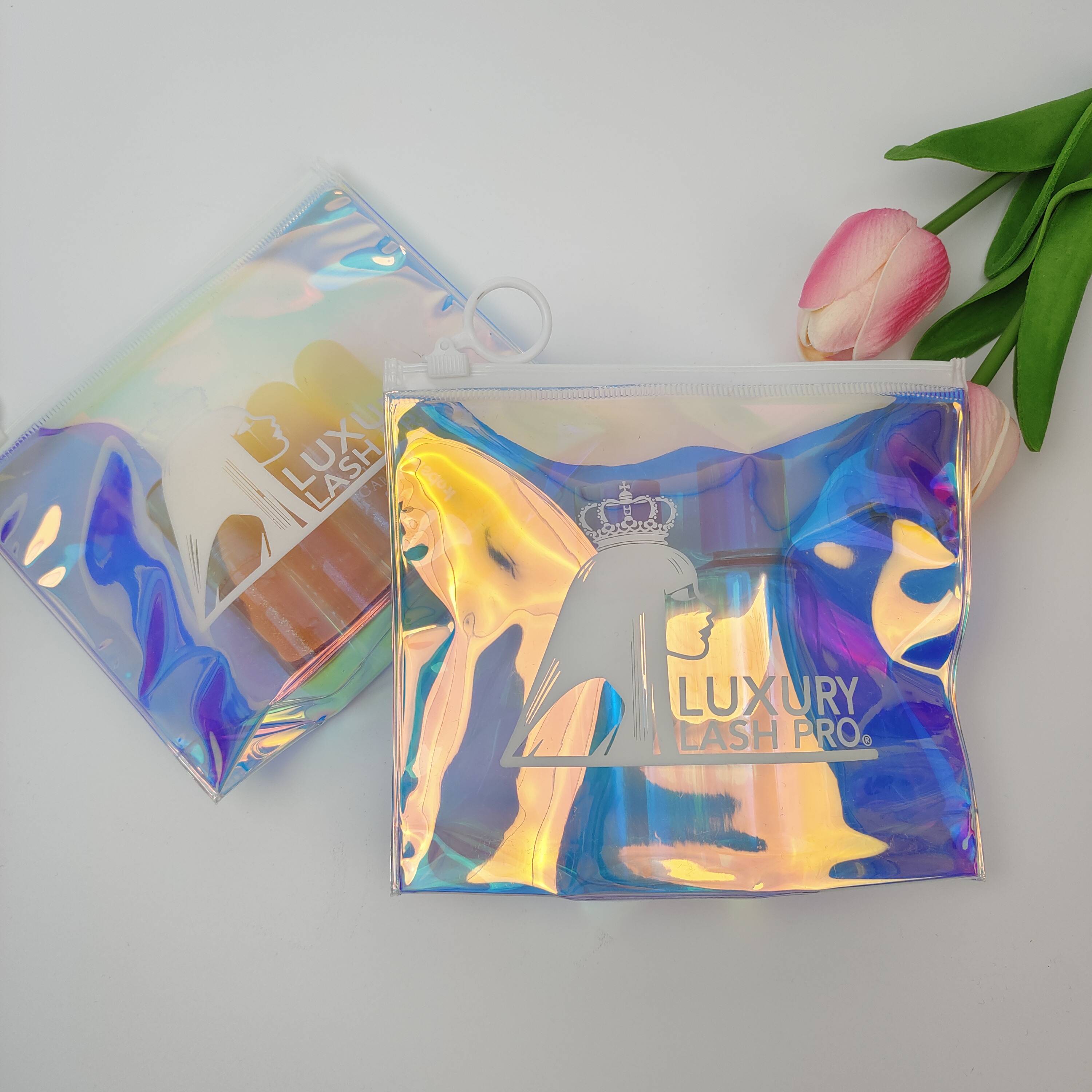 holographic PVC zipper bag with expandable bottom gusset - view 5