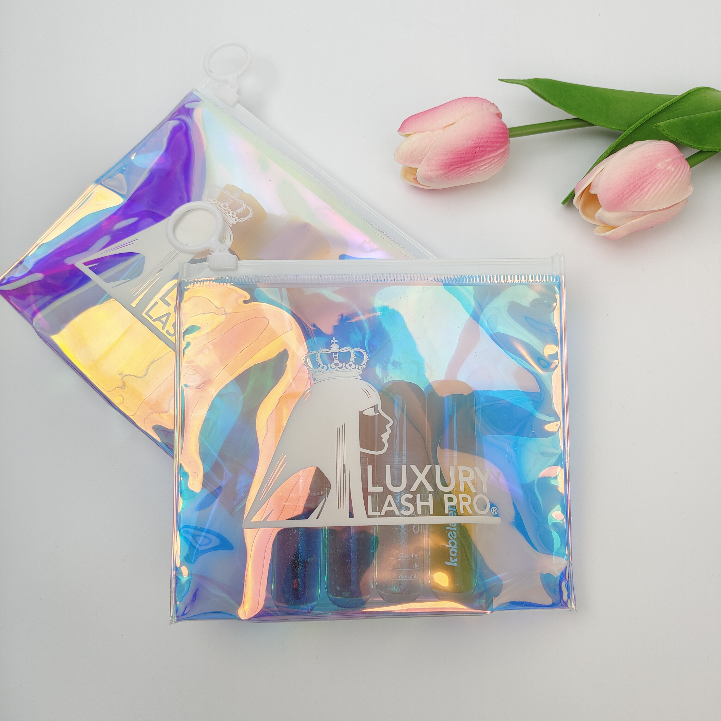 holographic PVC zipper bag with expandable bottom gusset - view 6