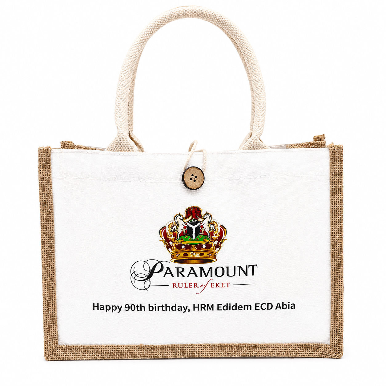 Button Closure Jute Canvas Bag view 4