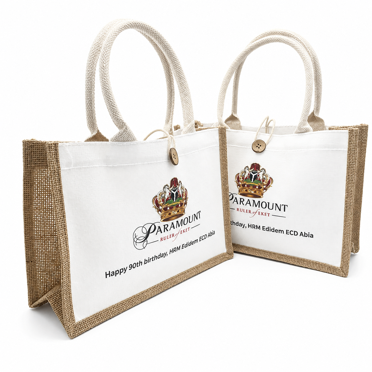 Button Closure Jute Canvas Bag view 5