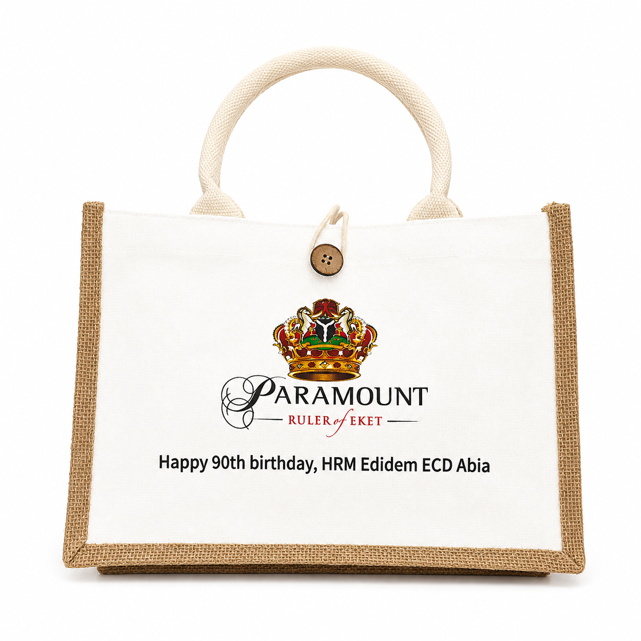 Canvas Panel Jute Tote Bag view 5