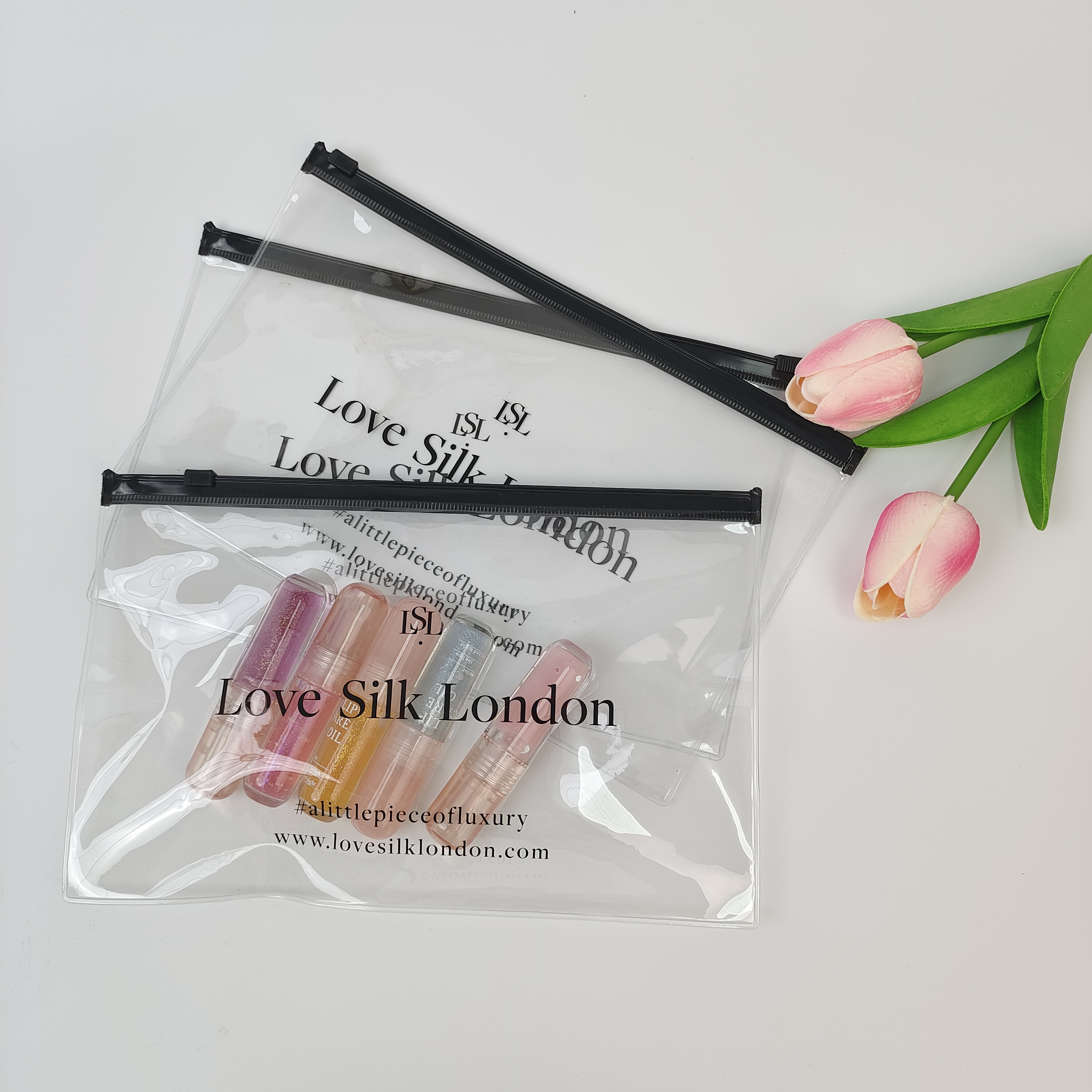 transparent PVC zipper bag with black printed logo - view 2