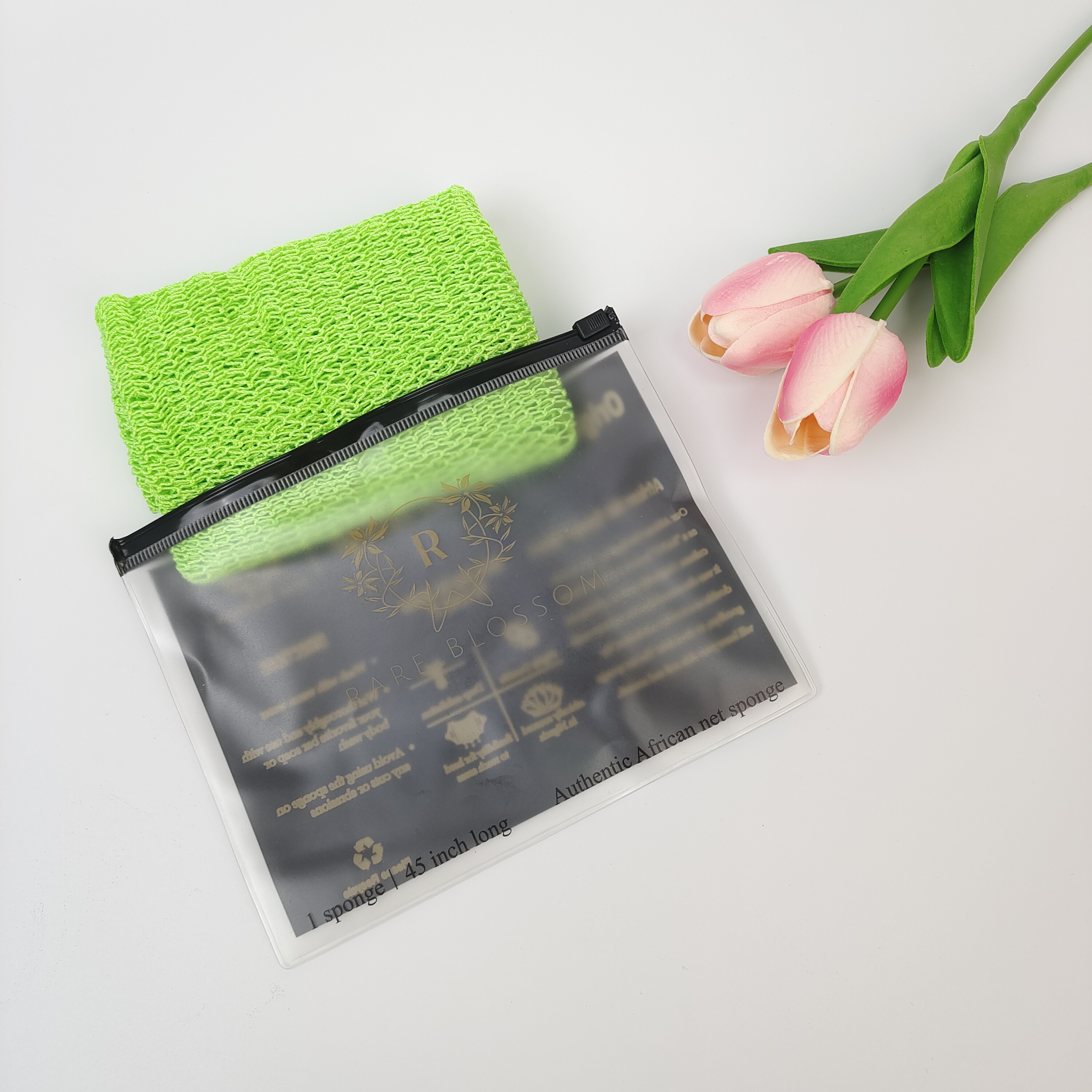 clear PVC cosmetic pouch with black zipper - view 2
