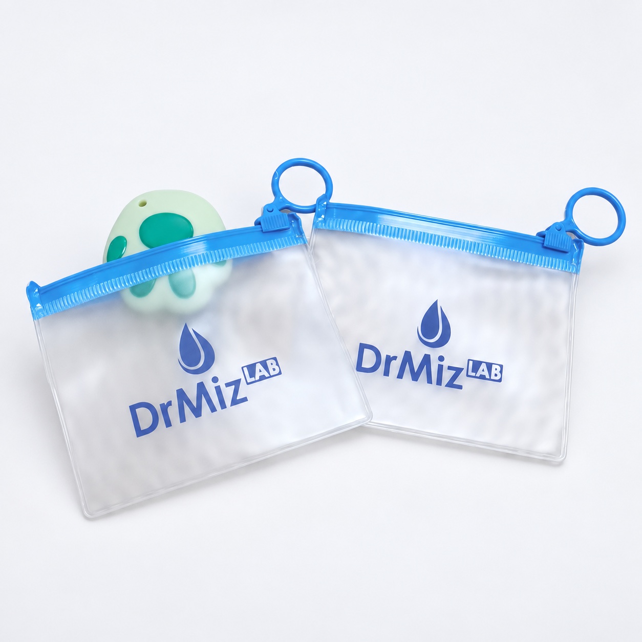 custom frosted PVC zipper pouches with blue ring pulls