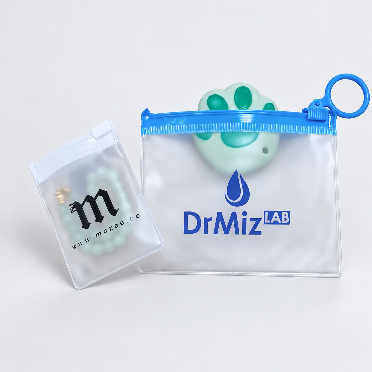 custom frosted PVC zipper pouches with blue ring pulls - view 5