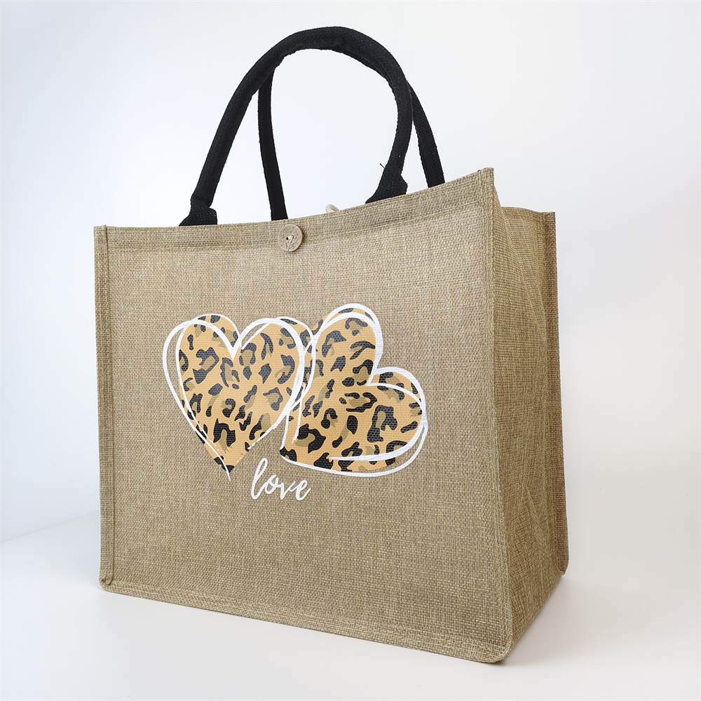 natural jute tote bag with full-color transfer printed artwork - view 4