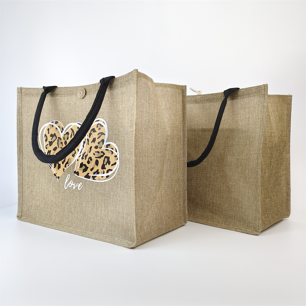natural jute tote bag with full-color transfer printed artwork - view 5