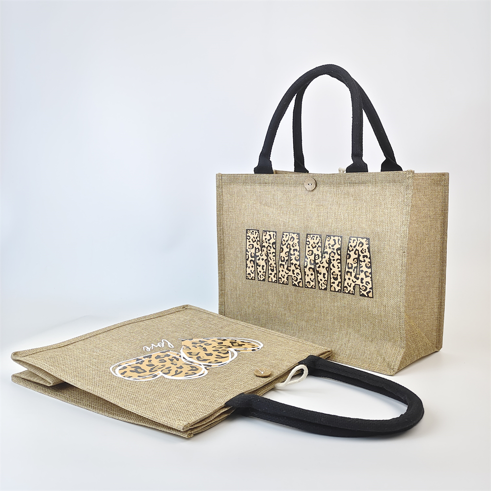 natural jute tote bag with full-color transfer printed artwork - view 6