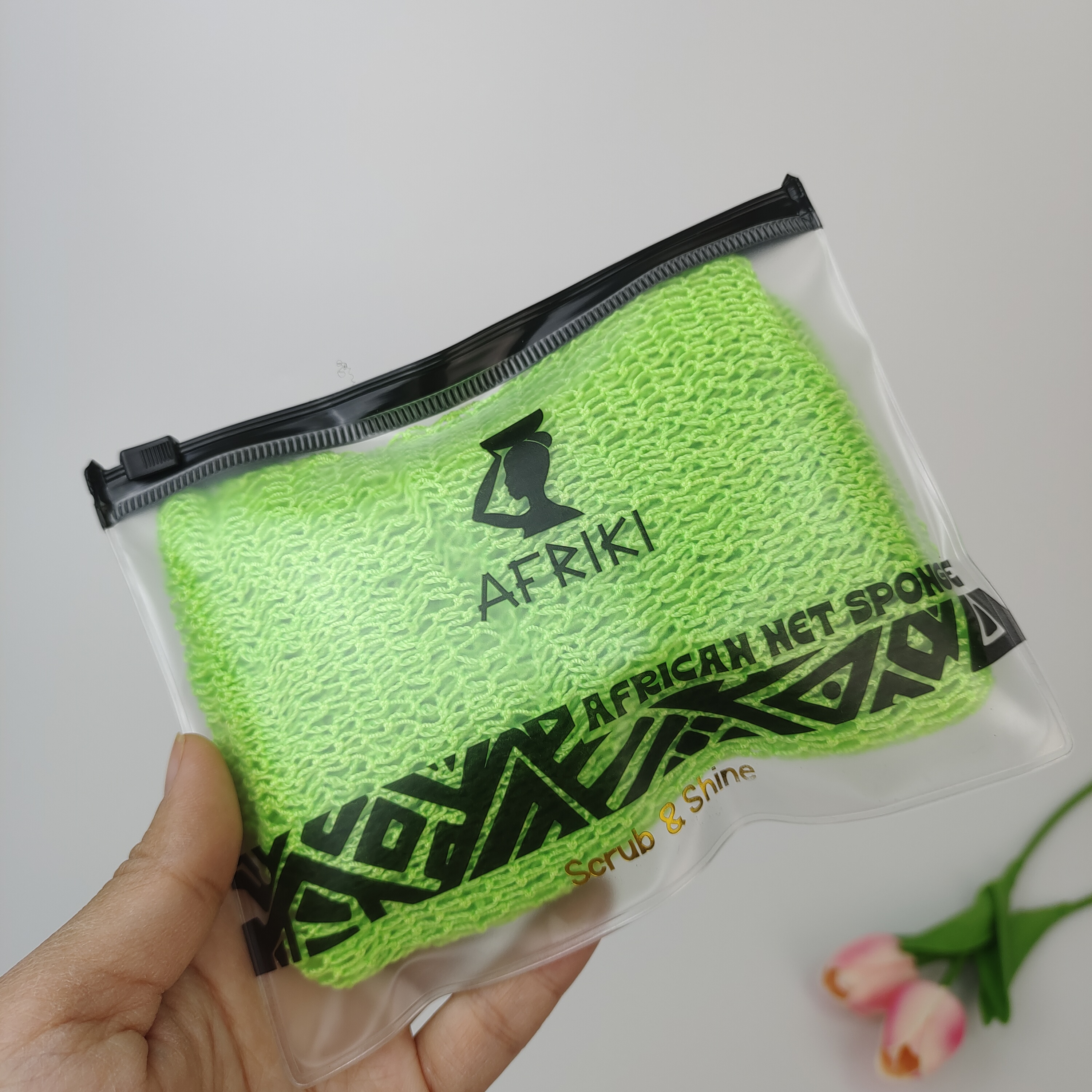 clear PVC zipper bag with metallic gold foil artwork - view 6
