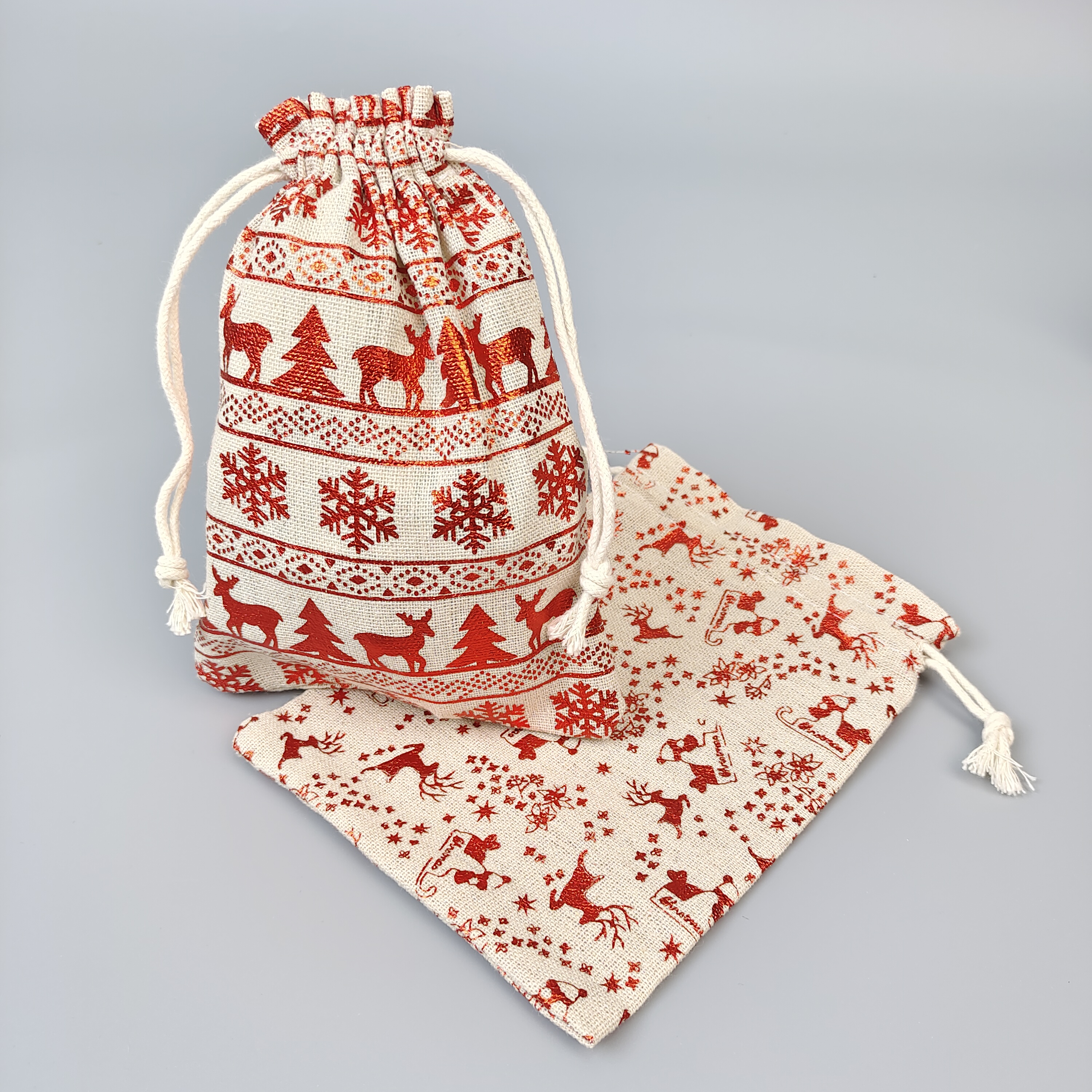 green textured woven fabric drawstring pouch