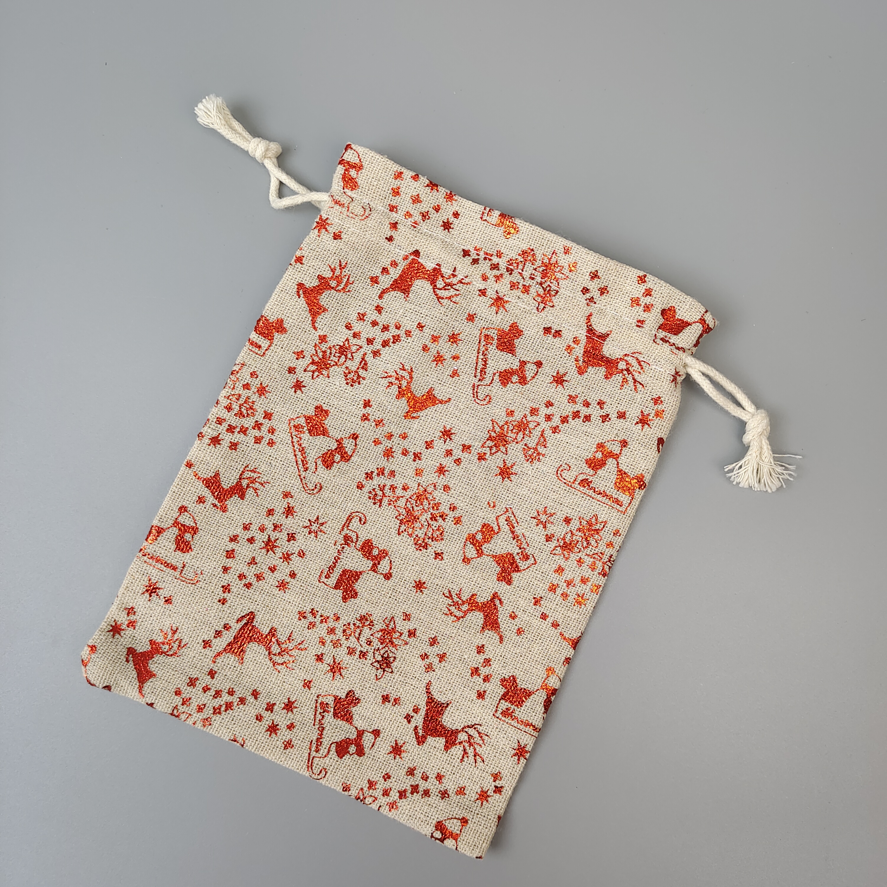 green textured woven fabric drawstring pouch - view 2