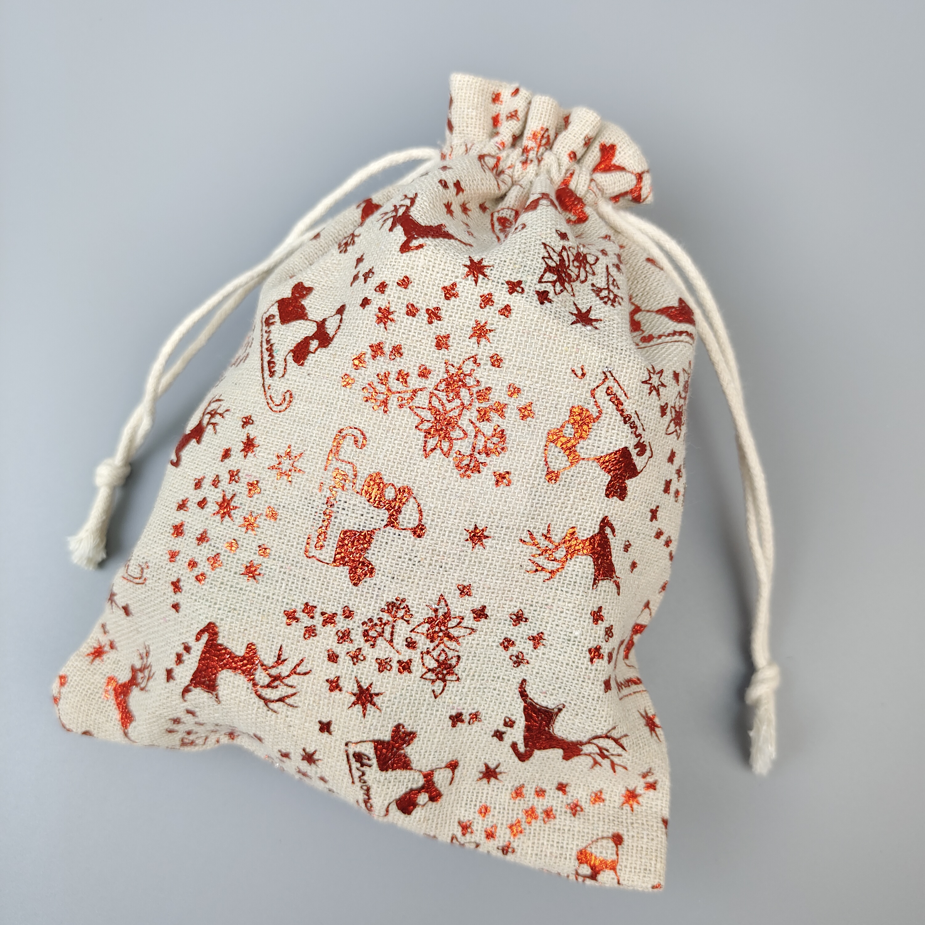 green textured woven fabric drawstring pouch - view 3