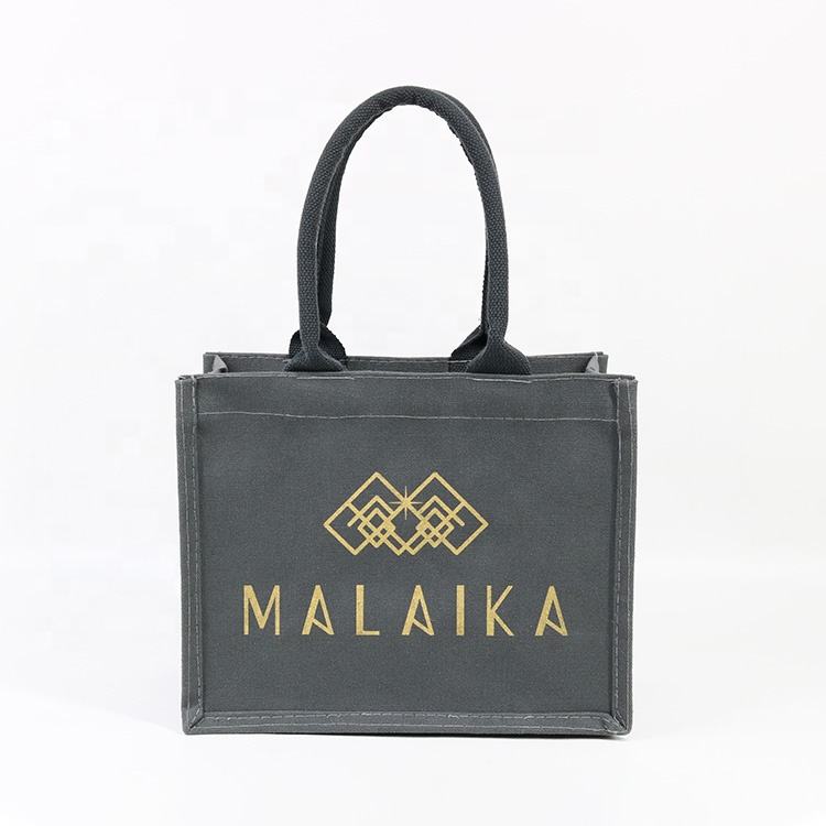 heart pattern white jute tote product example - view 4
