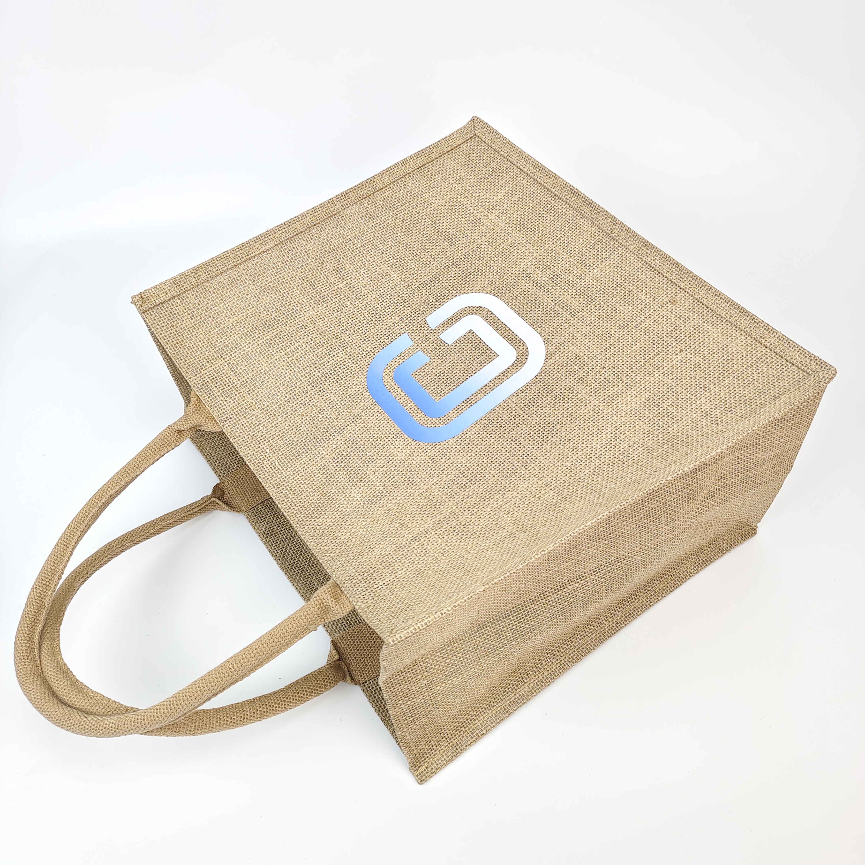 heat transfer printed natural jute tote bag with reinforced handles - view 4