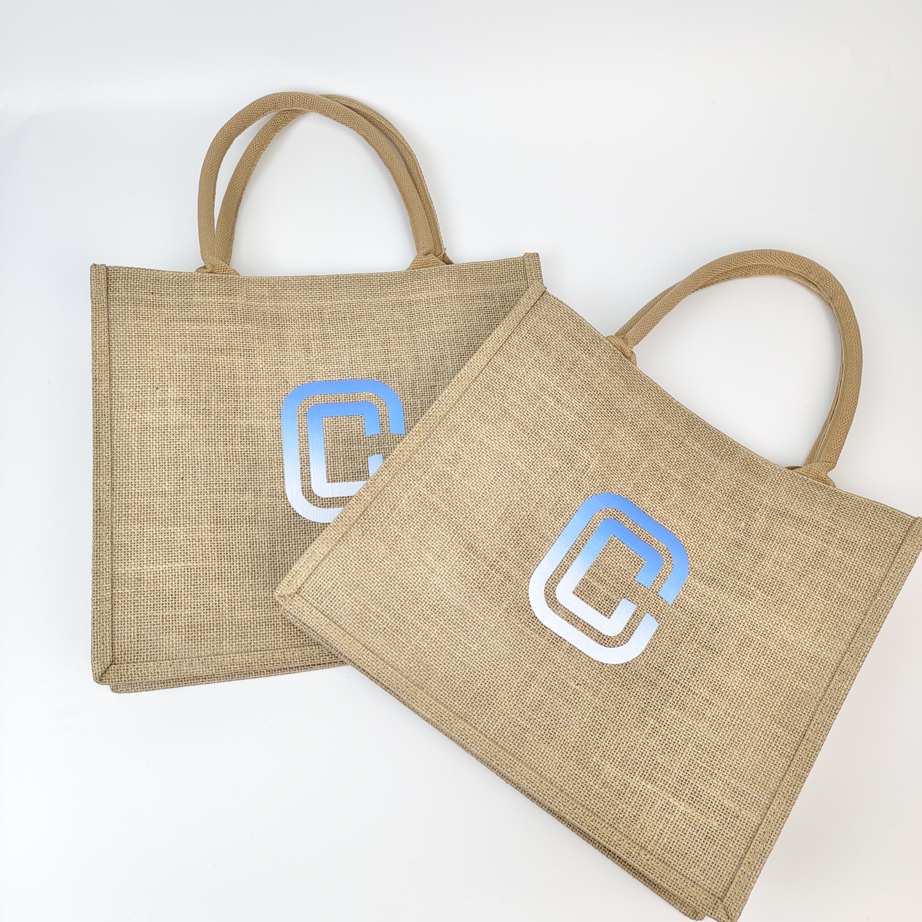 heat transfer printed natural jute tote bag with reinforced handles - view 5