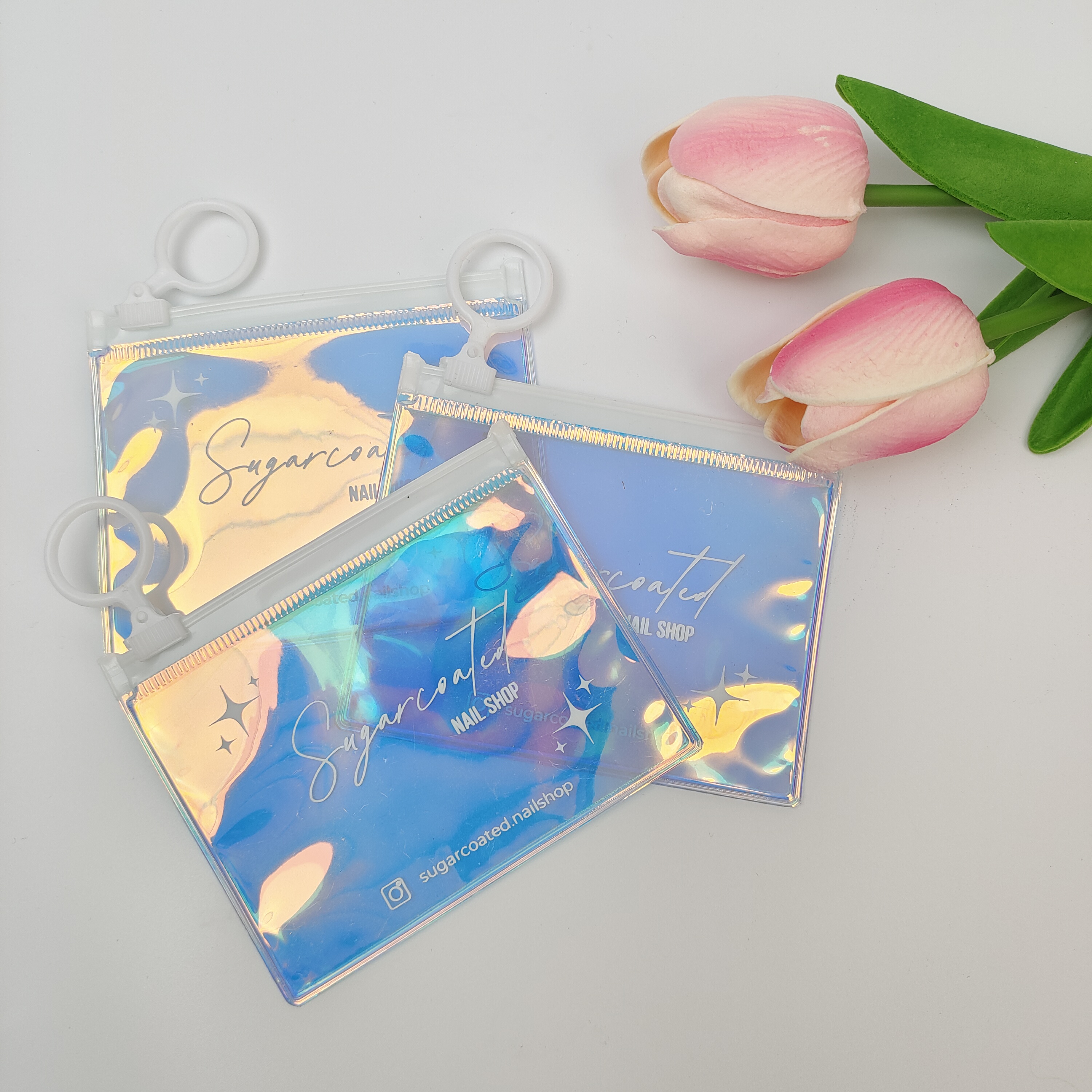 holographic printed PVC zipper bag with ring pull - view 4