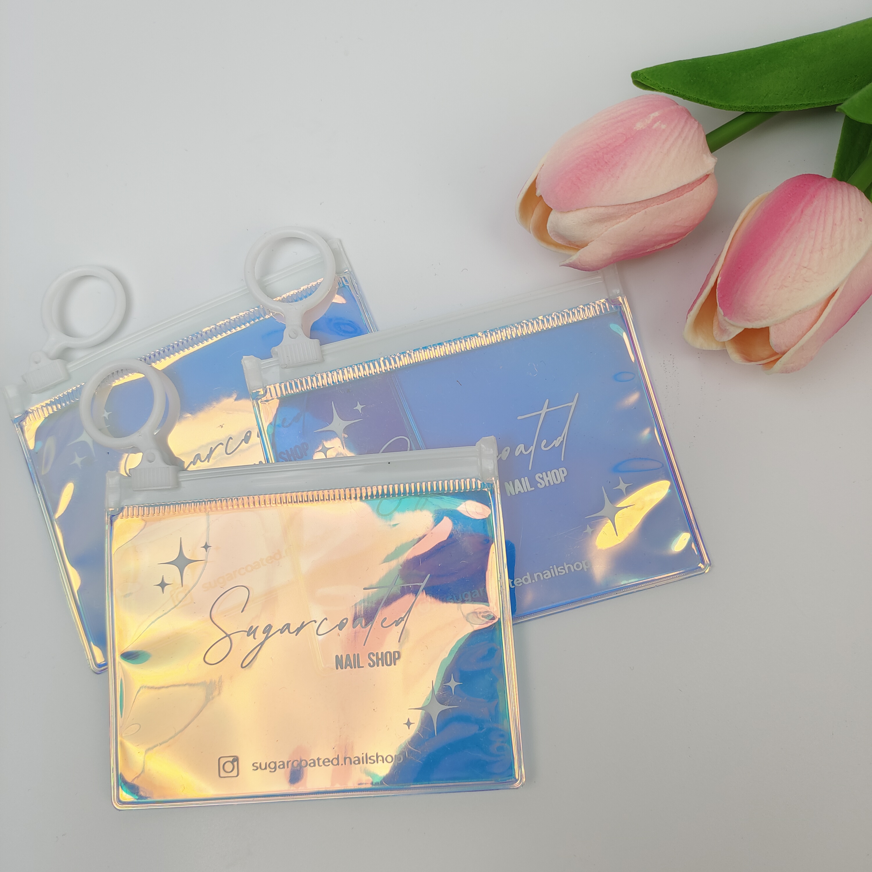 holographic printed PVC zipper bag with ring pull - view 5
