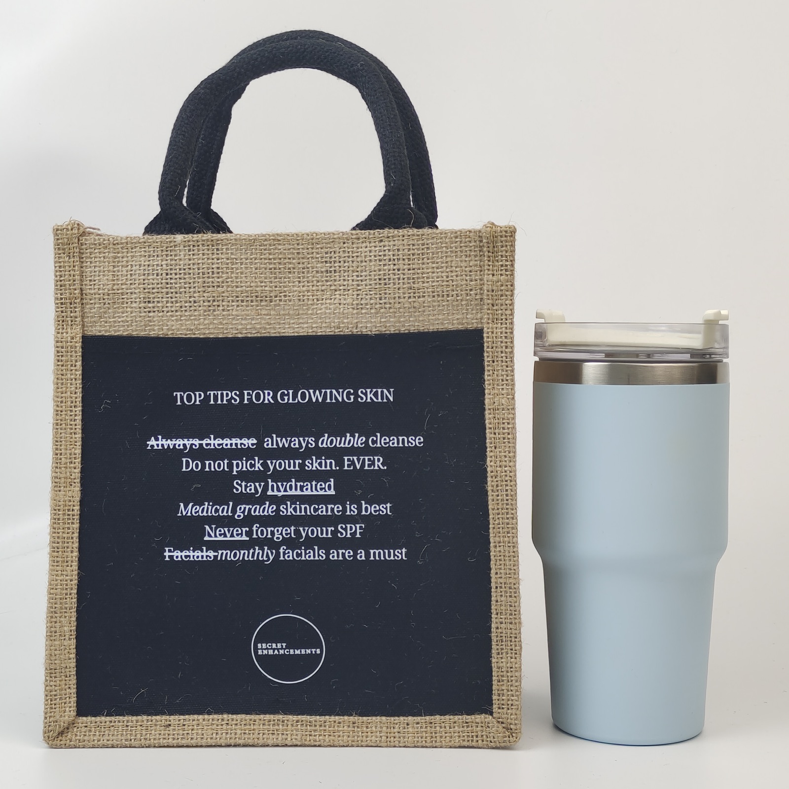 Jute Bag with Black Canvas Pocket